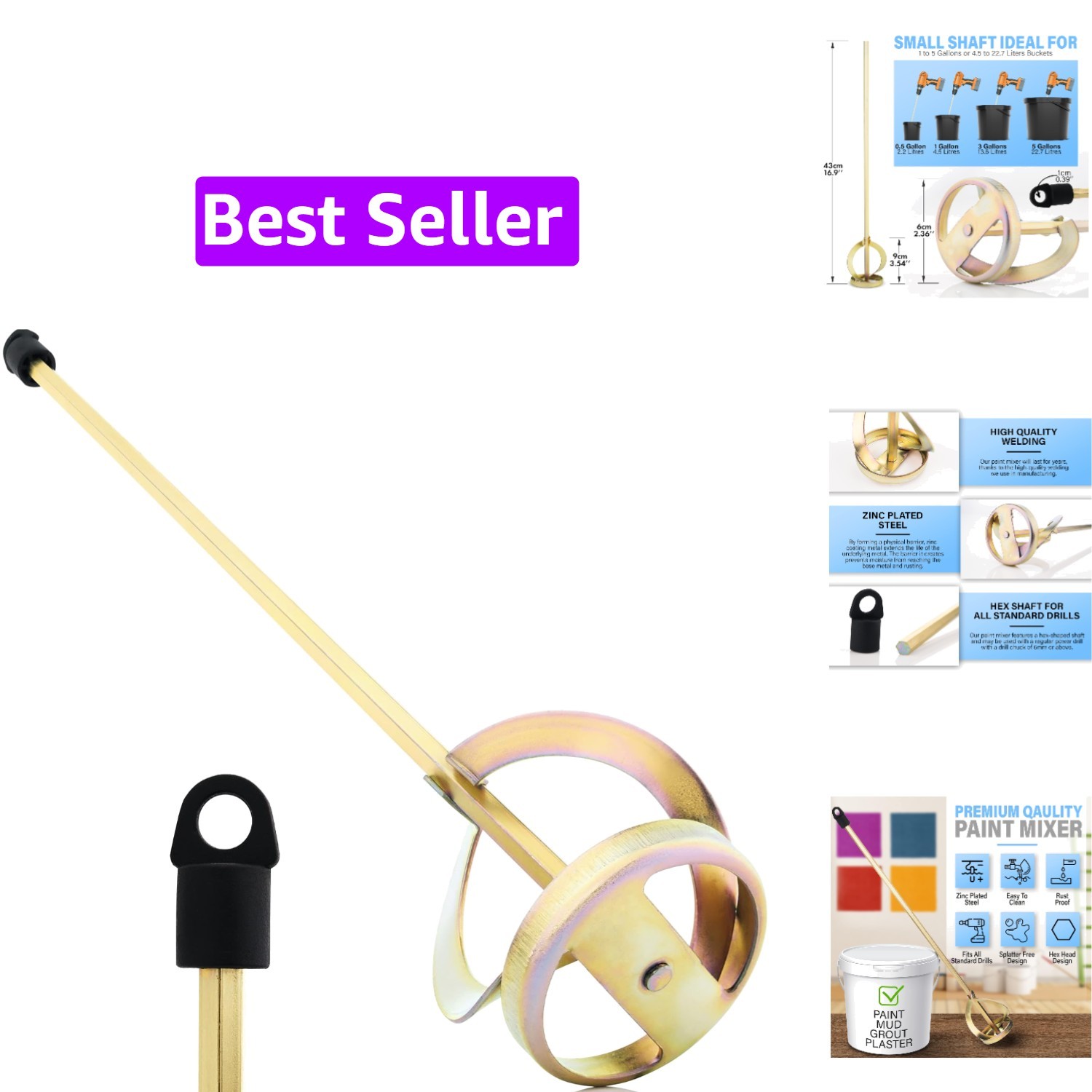 Paint Mixer for Drill, 1-5 Gallon Bucket, Paint Stirrer for Drill, Zinc Plate…