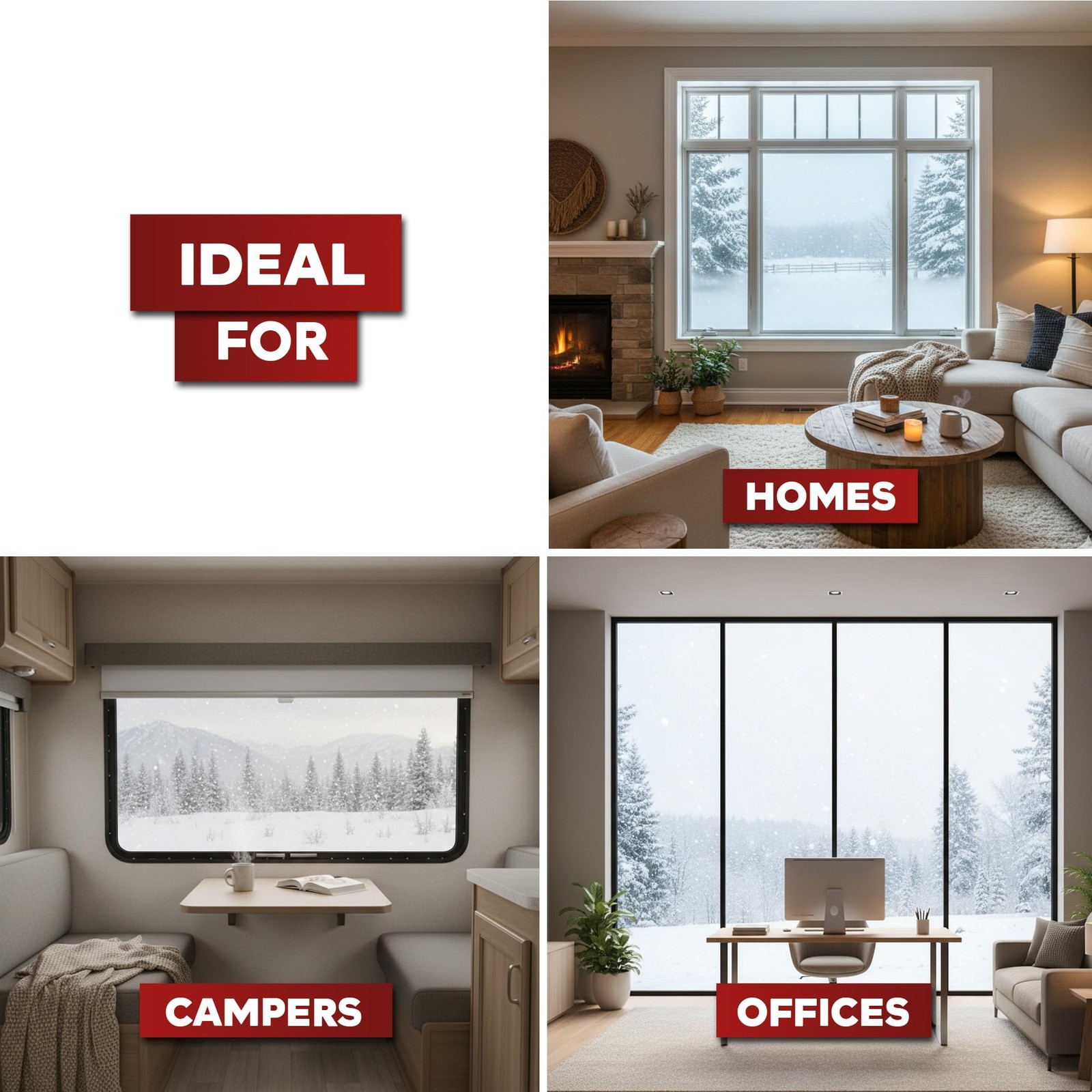 Window Insulation Kit for Winter, Pre-Taped 84″ x 240″ 0.75 mil Clear Window …