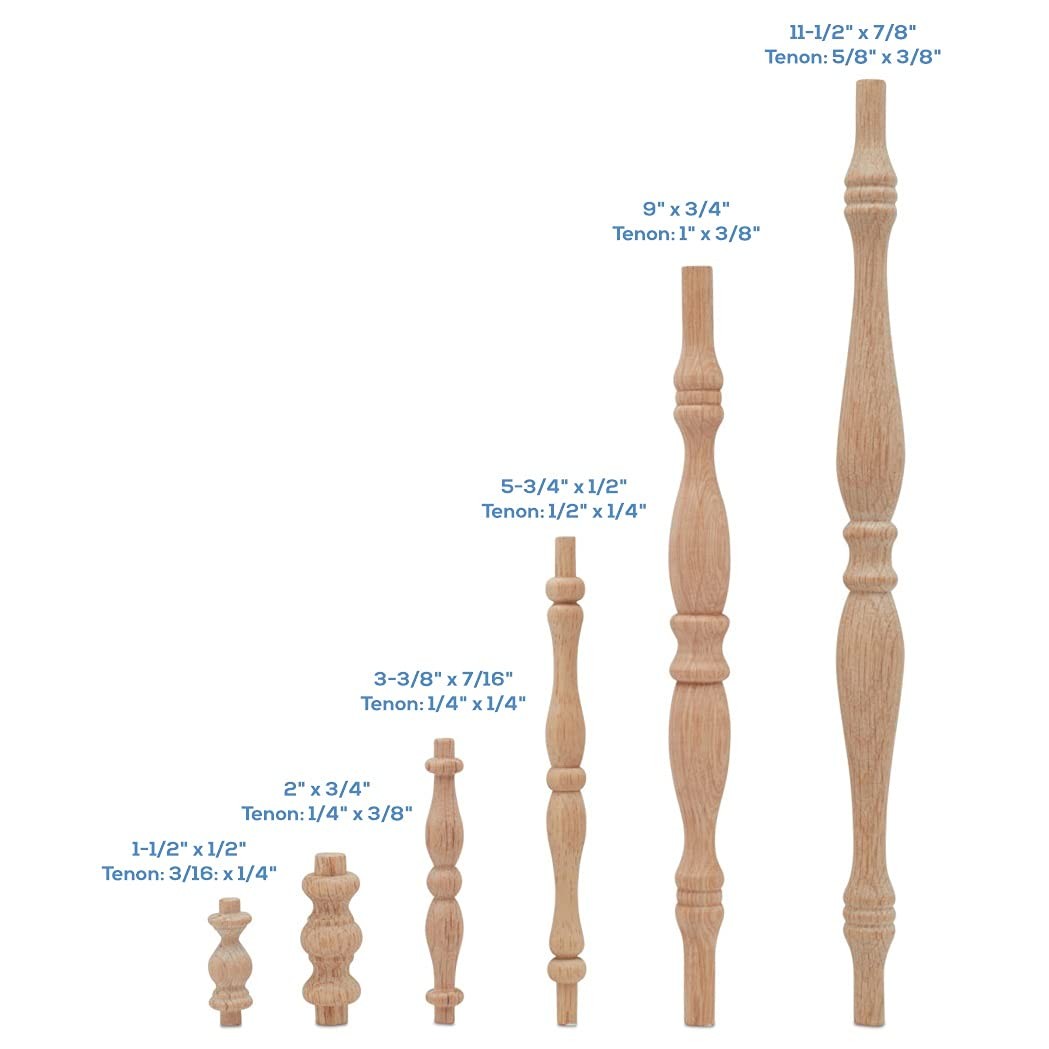 Wooden Baluster Spindles 5-3/4″, Pack of 10 Oak Wood 5-3/4 inch, Natural