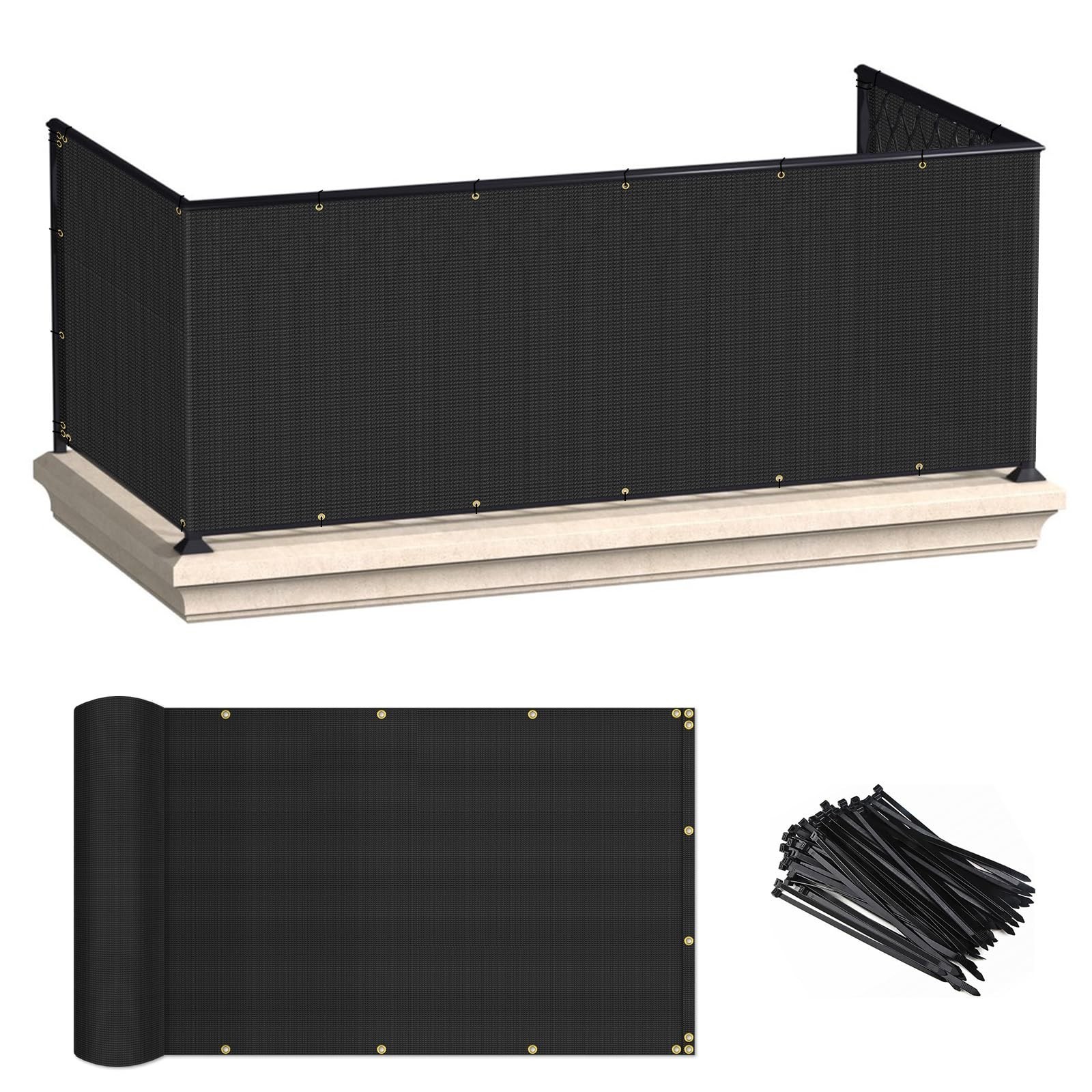 ECOOPTS 3’x50′ Balcony Privacy Fence Screen with Zip Ties, Outdoor UV Protect…
