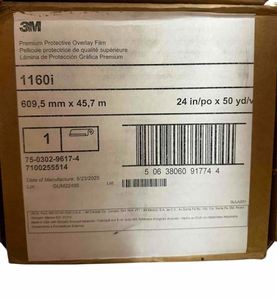 3M Premium Protective Overlay Film 1160i 24″ x 50 yd 75-0302-9617-4 7100255514