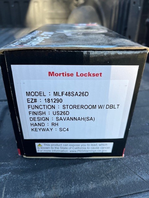 LSDA MORTISE LOCK Model: MLF48SA26D Storeroom W/DBLT BRAND NEW
