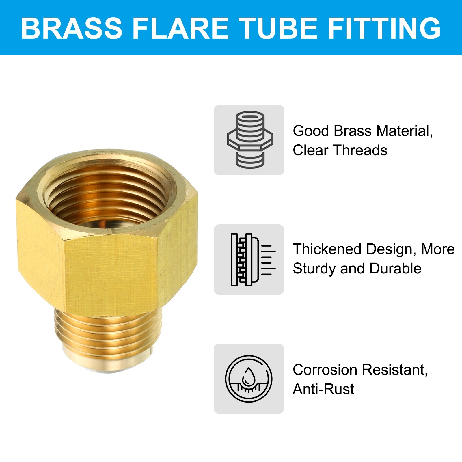 2PACK 5/8″ Female Flare x 1/2″ Male Flare Connector Brass Adapter Reducing