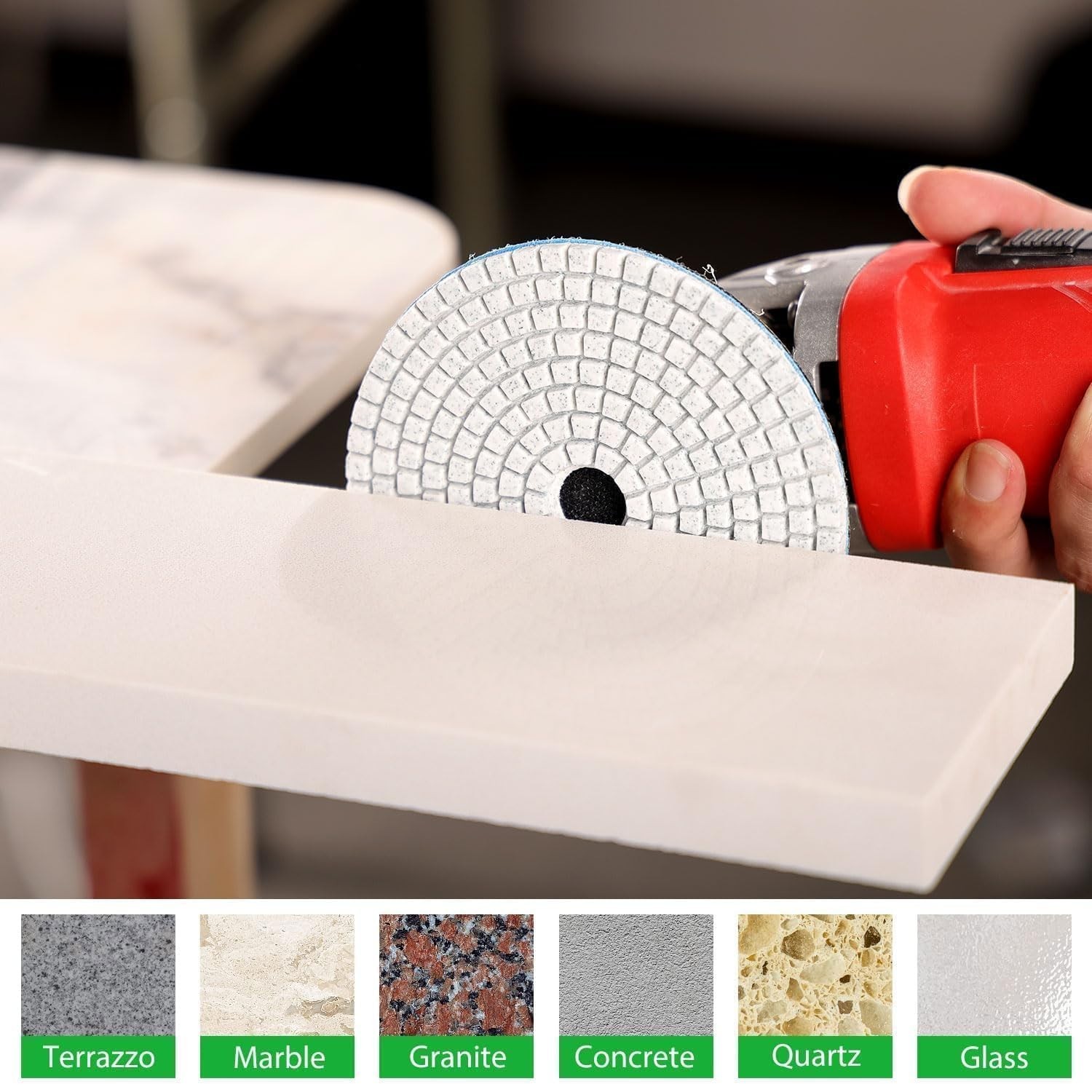 Power Tools Accessories 4″ Diamond Pads + 4.5″ MARBLE Cutting Blade Complete Kit