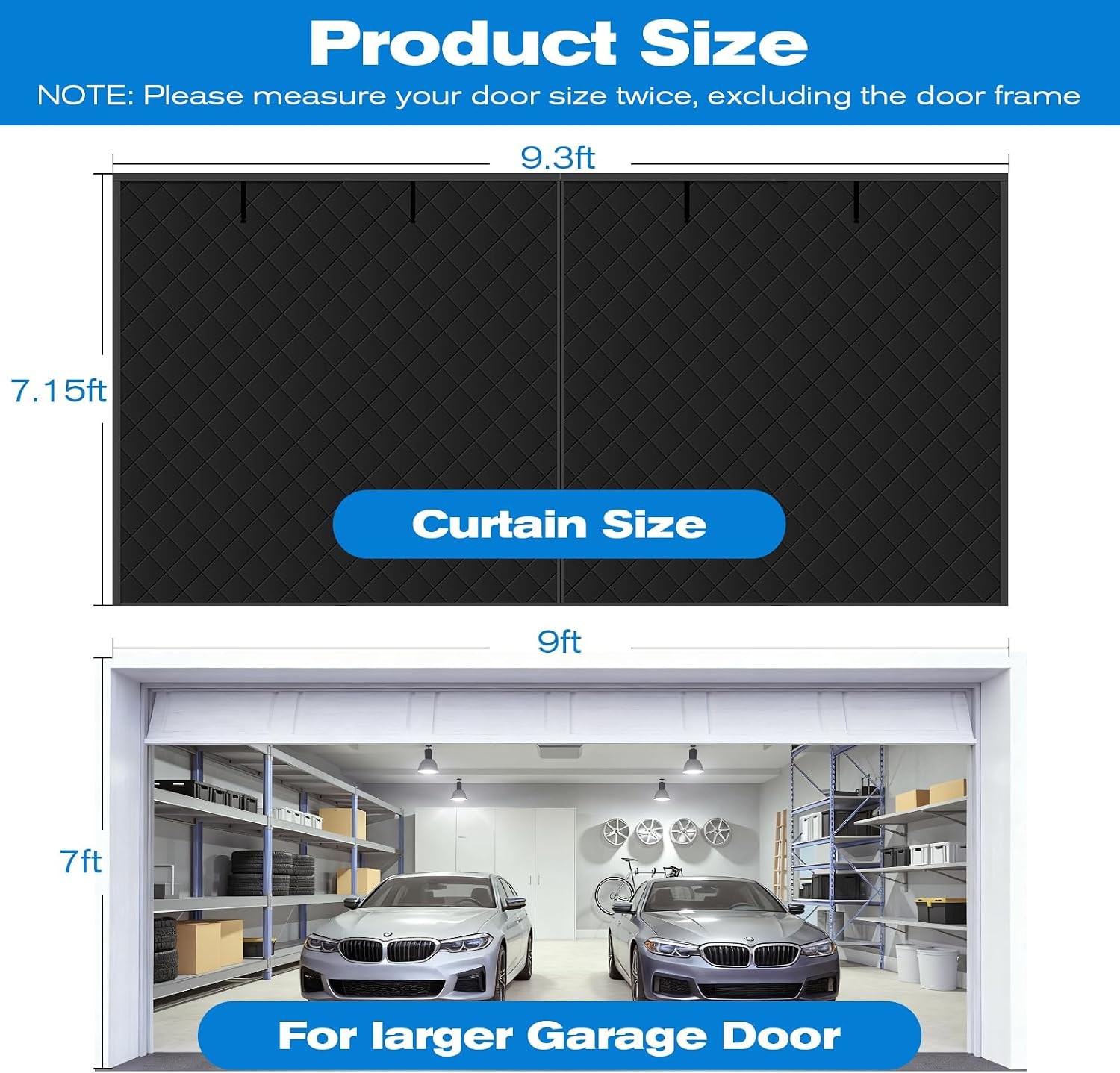 Magnetic Garage Door Curtain 9x7ft Insulation Kit Thermal Insulated