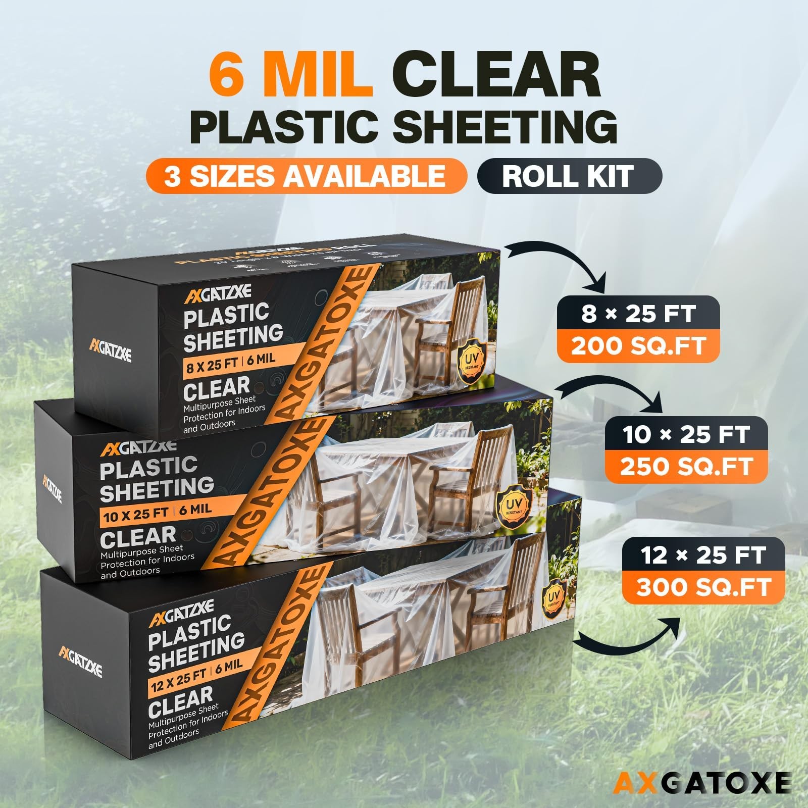 6 Mil 10×25 FT Heavy Duty Plastic Sheeting, UV Resistant Tear-Proof for Green…