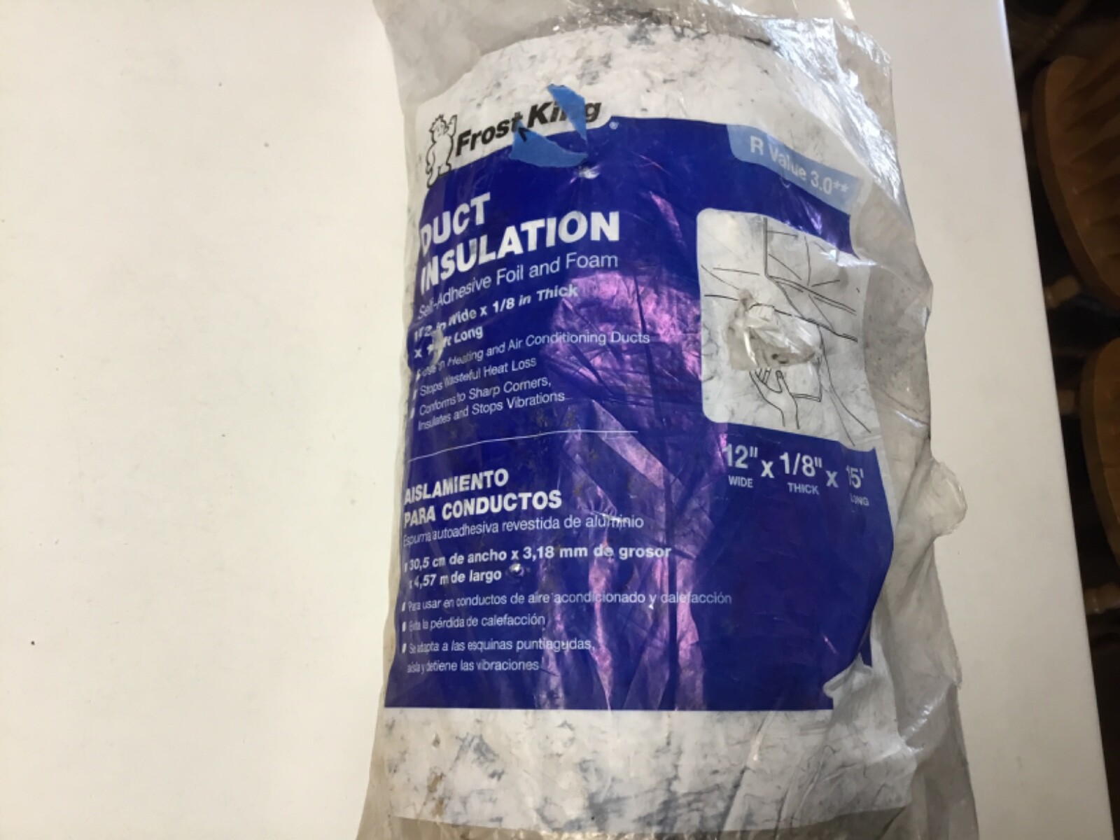 Frost King Foil and Foam Silver Flexible Duct Insulation 15 L ft. R value = 3.0