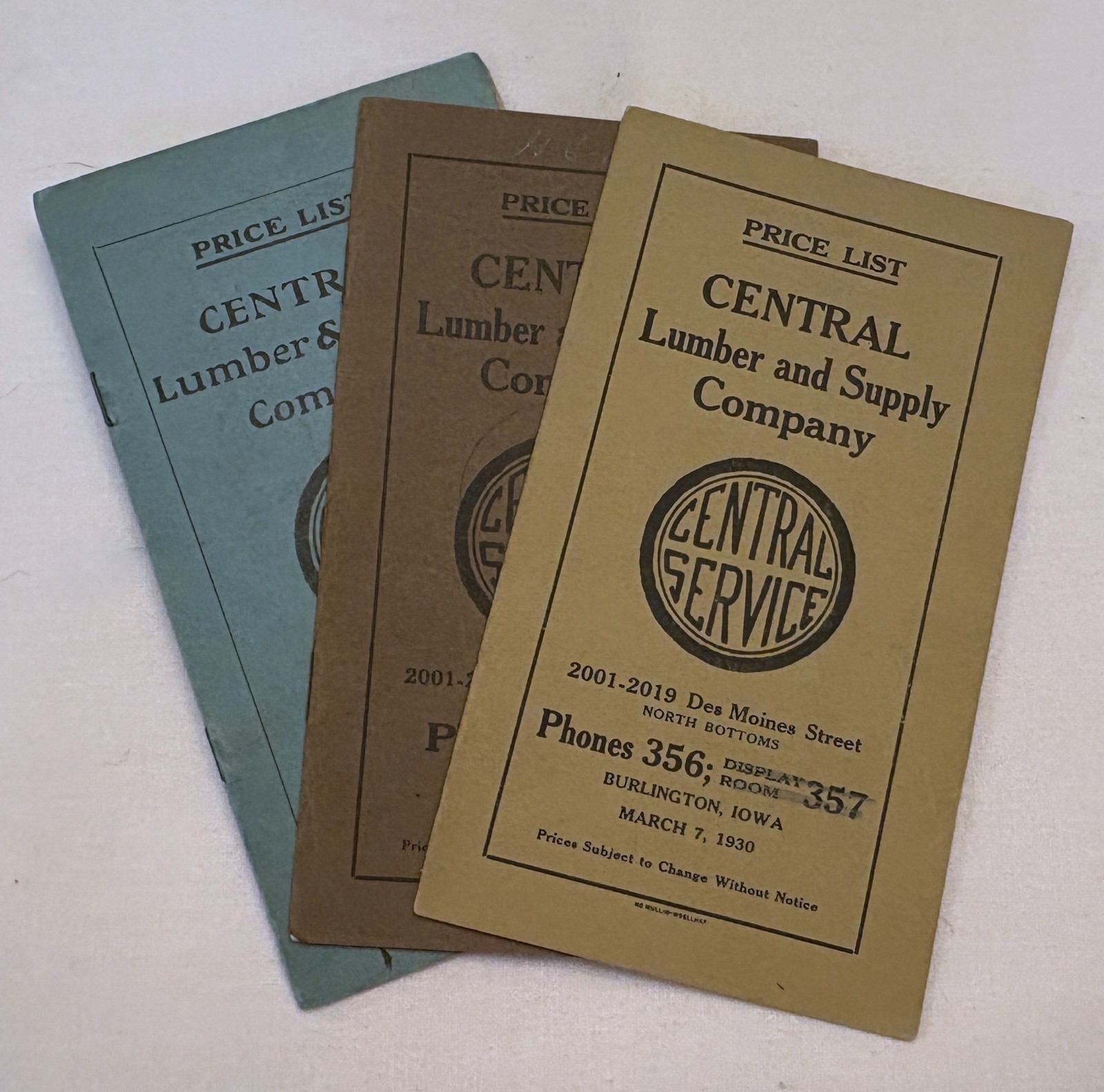 3 Vintage Depression Era Iowa Lumber Co Advertising Price Lists – 1930 & 1931
