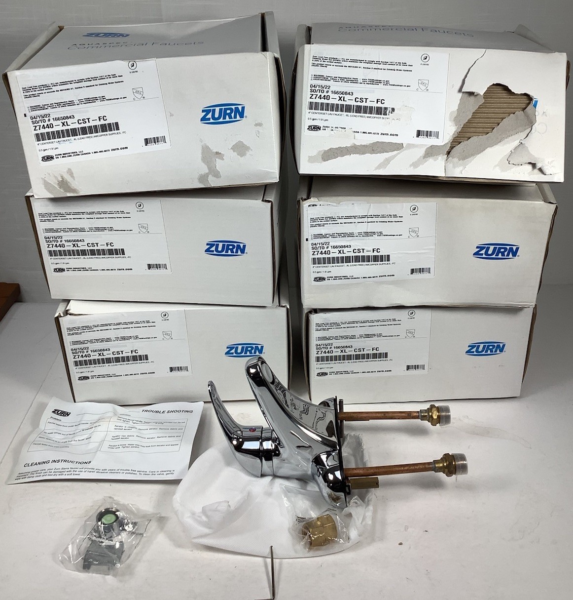 Lot of 6 Zurn Z7440-XL-CST-FC 4″ Centerset Lavatory Faucets – NEW – Commercial