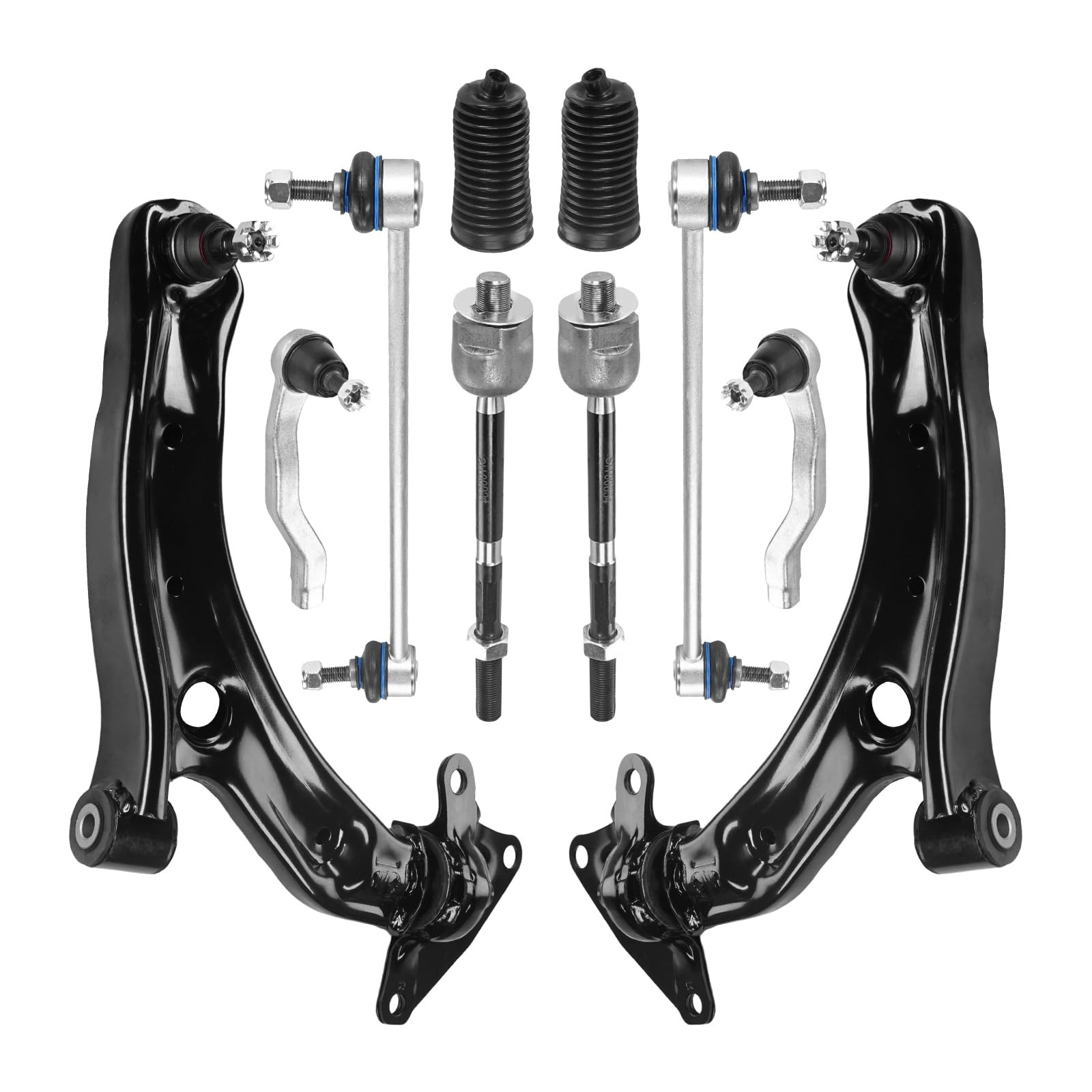 Front Lower Ctrl Arm w Ball Joint Sway Bar Tie Rod Boot for 09-14 Honda Fit 10pc