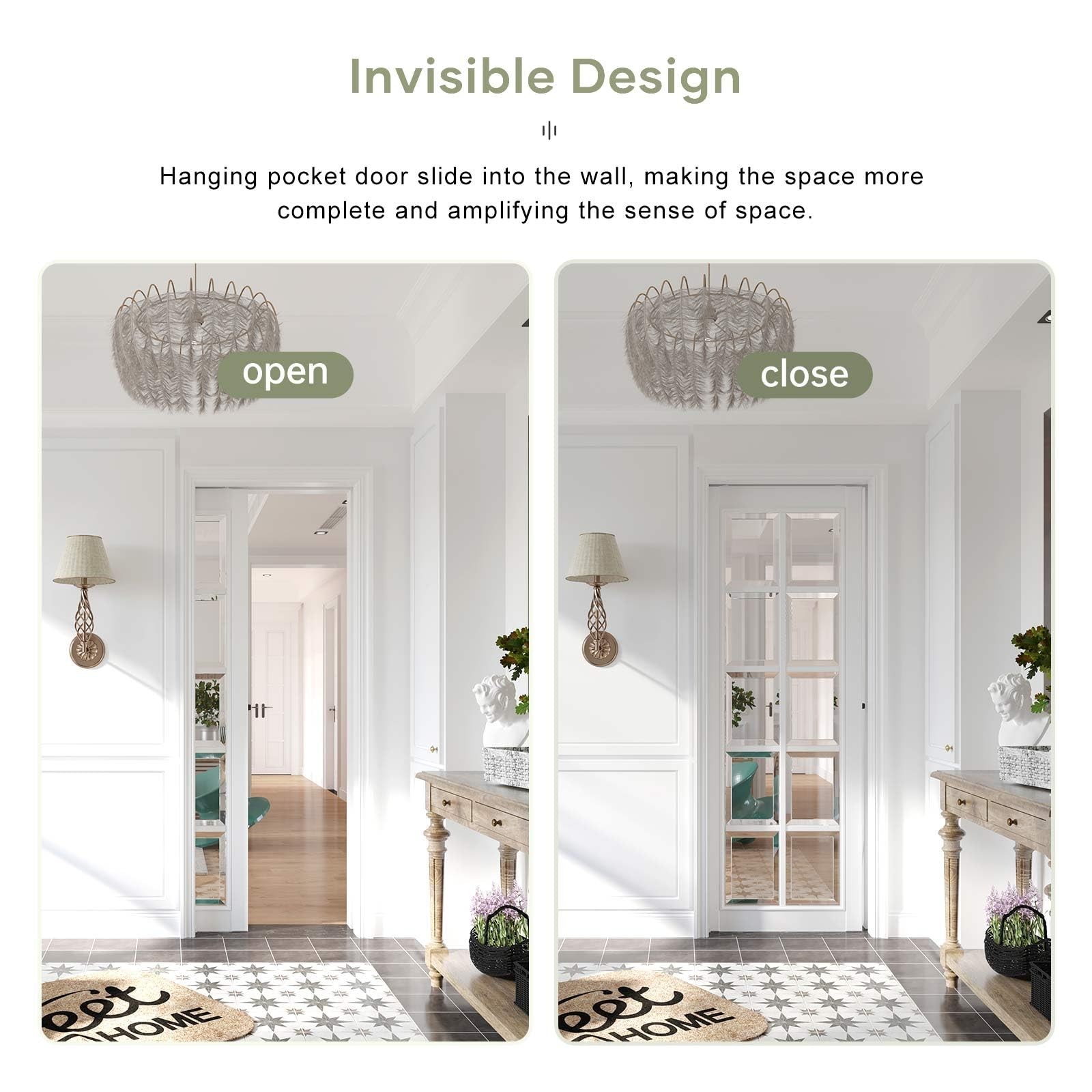 5.3FT/64in Sliding Pocket Door Hardware Kit,Commercial Grade,Aluminum Box Rai…