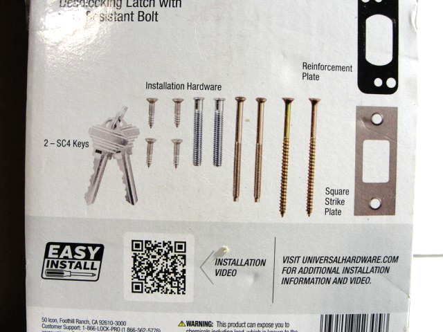 Universal Hardware Single Cylinder Deadblot Satin Chrome Finish UH40055