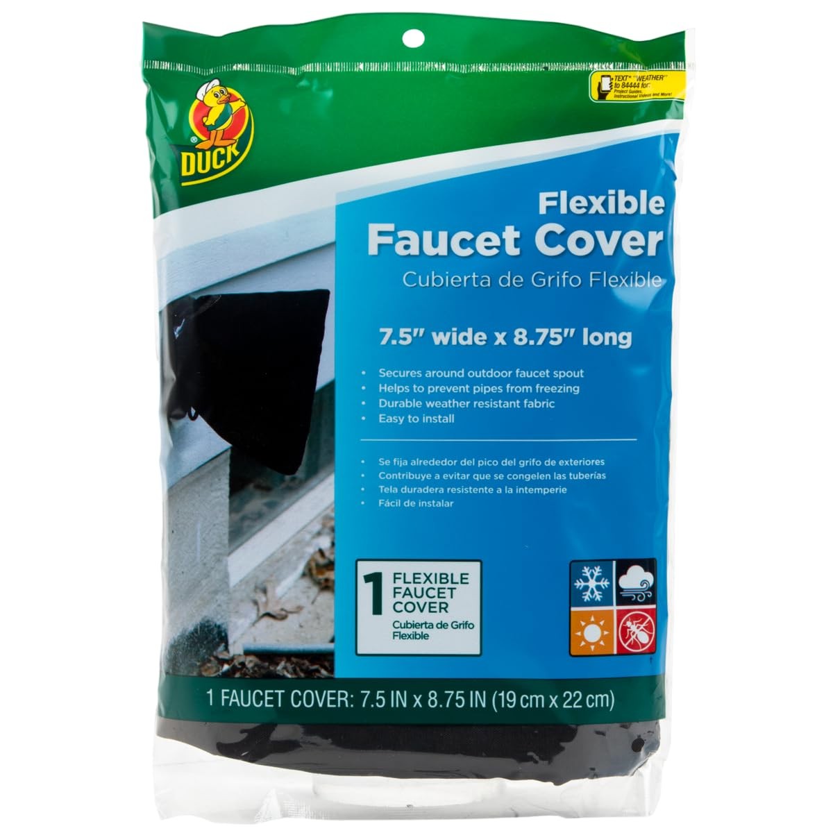 Duck Brand Flexible Faucet Cover Black Insulated Outdoor Pipe Protector