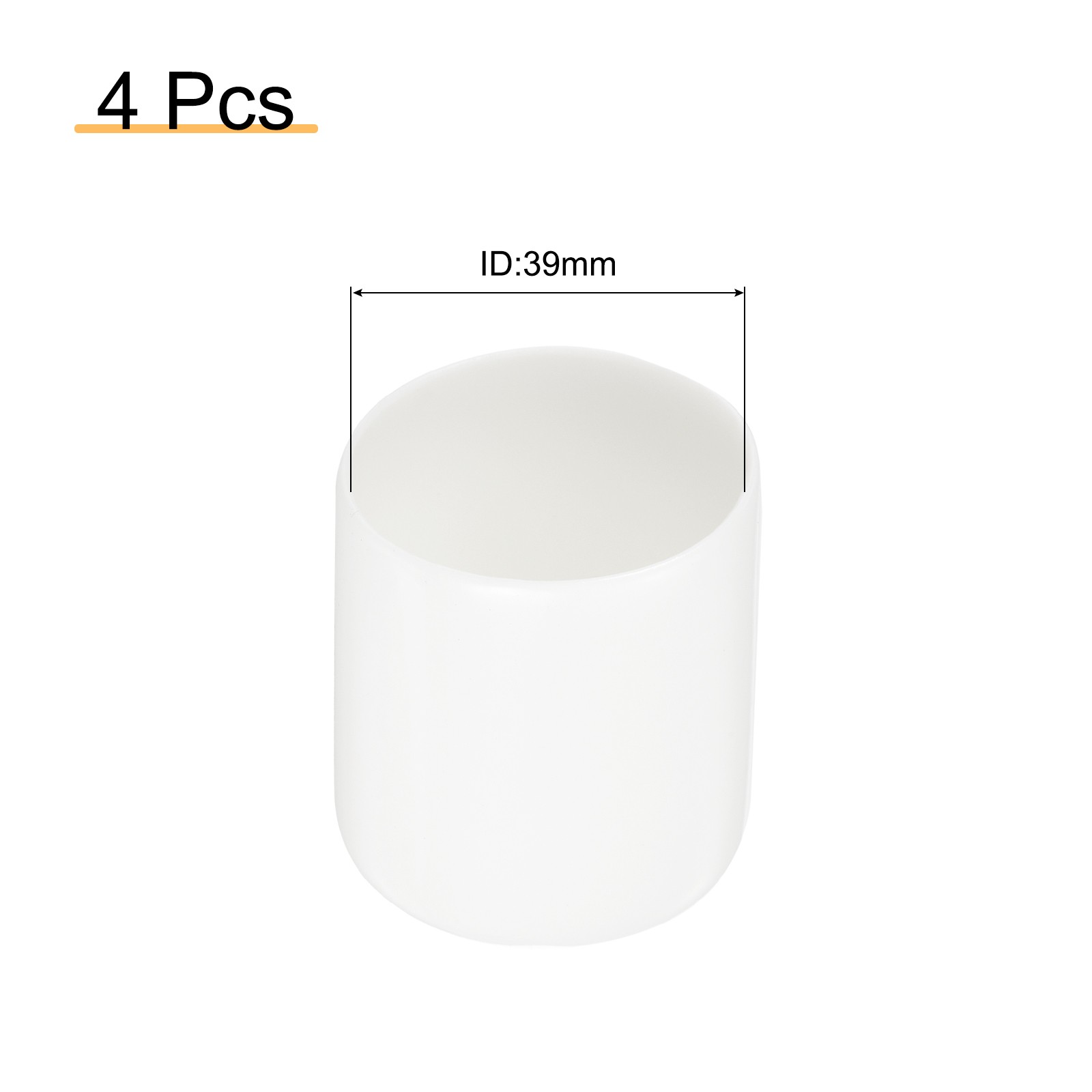 4Pcs White 39mm Rubber End Caps Round Vinyl Plug Insert Rubber Flexible