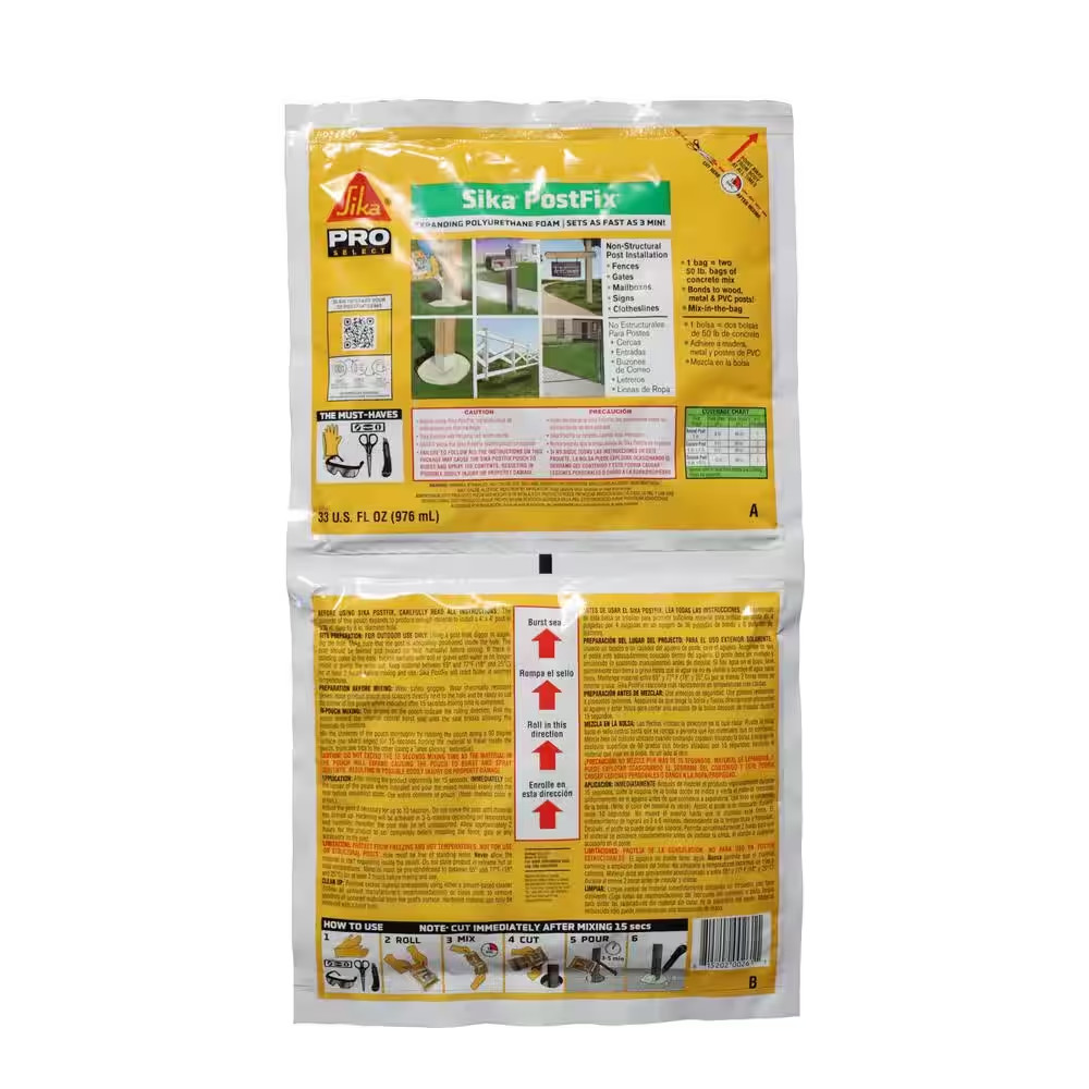 2 Lb. Postfix Fence Post Mix, Mix-In-The-Bag Expanding Foam for Supporting Non-S