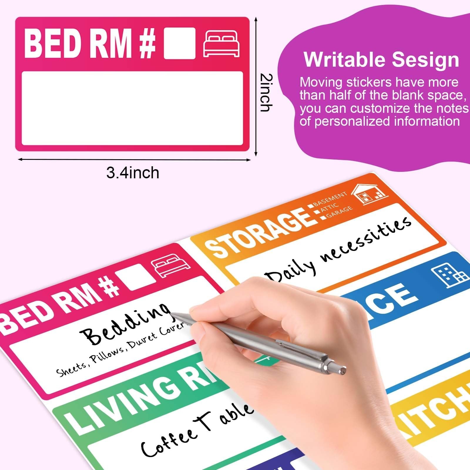 440 Count 3.5″ x 2″ Large Home Moving Packing Labels for 3-4 Bedroom House, 1…