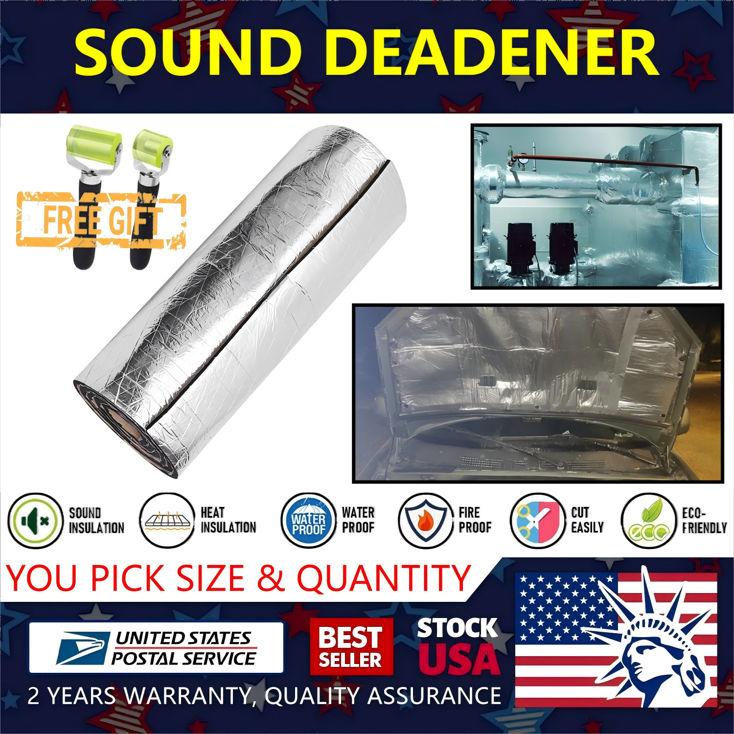 Wall, Floor, Roof 39″ To 315″ Sound Deadening Heat Barrier Noise Proof Deadener