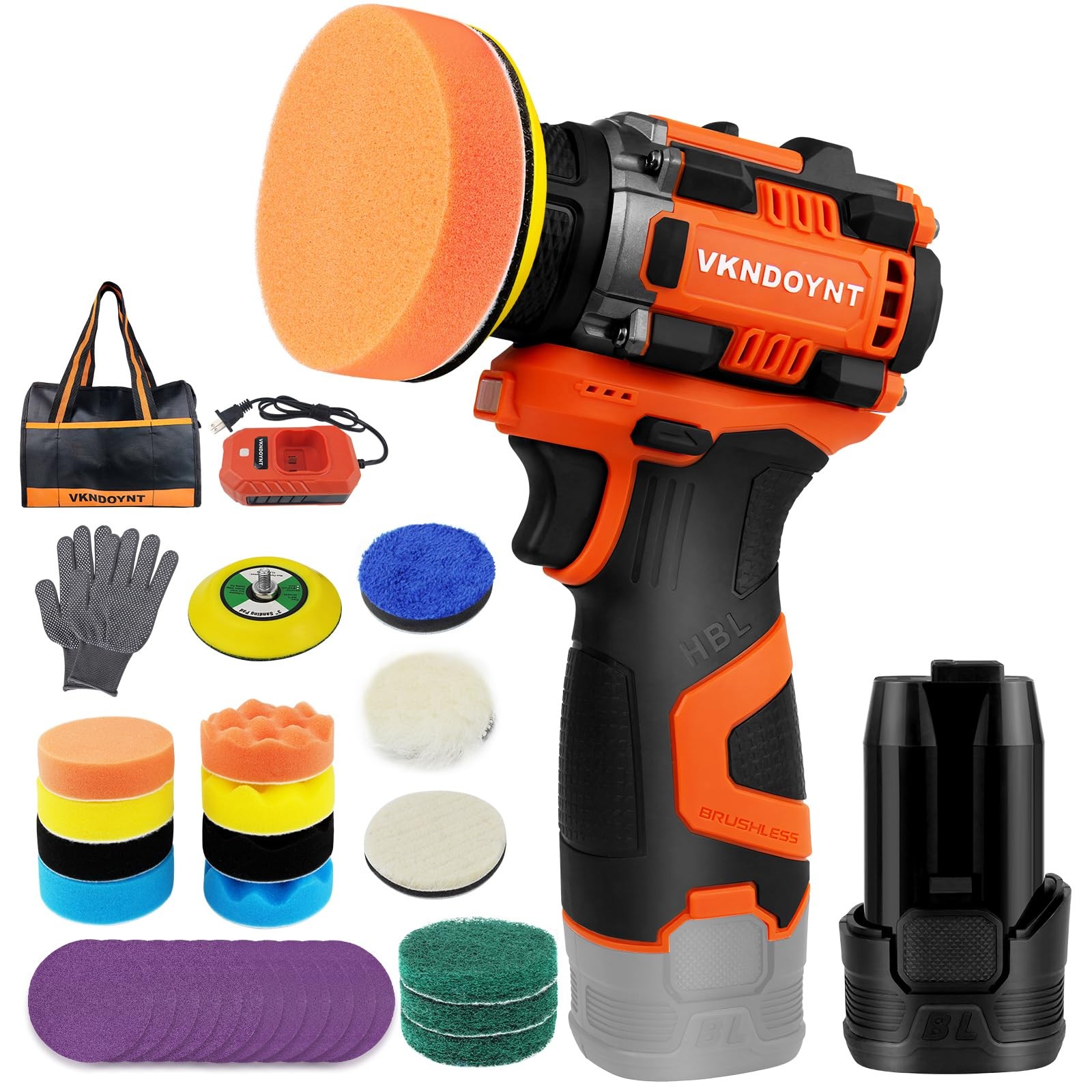Brushless Cordless Polisher, 3″ Mini Buffer & Sander Machine Kit, 2 Variable …