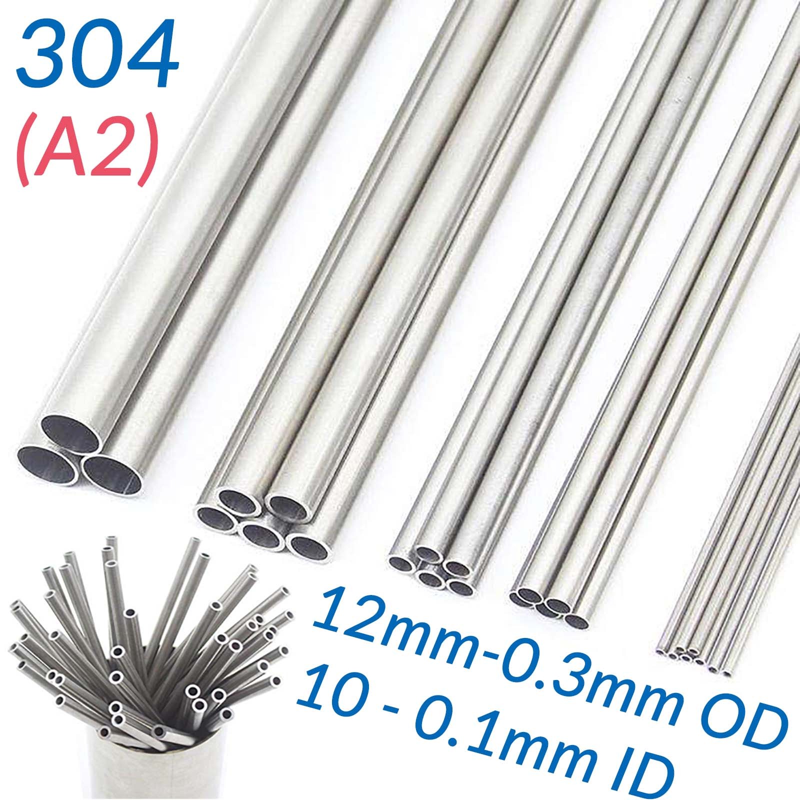 250mm 304 Seamless Stainles Steel Capillary Tube 12x10x250mm – 0.3×0.1x250mm