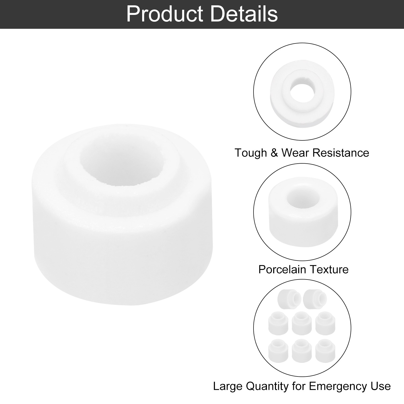 10 Pcs Ceramic Insulator Bead, 6.2mm x 14mm x 11mm Ceramic Tube
