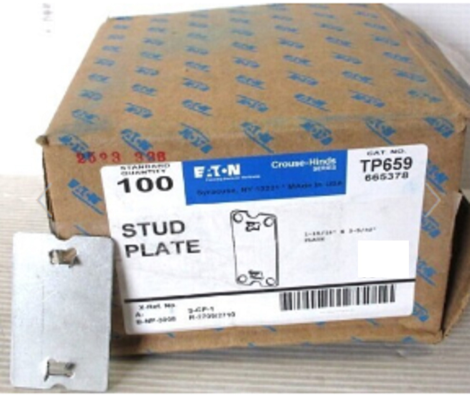Eaton Crouse-Hinds TP659 Steel Stud Safety Plates 100 Count – No Screw Holes.