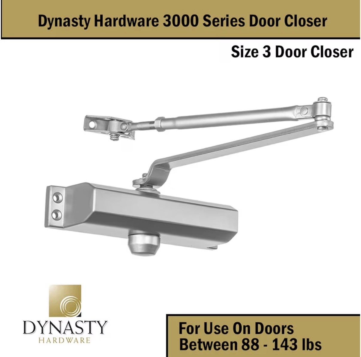 Door Closer, Commercial Hydraulic Closer, Self-Closing, Spring Size 3, Surface M