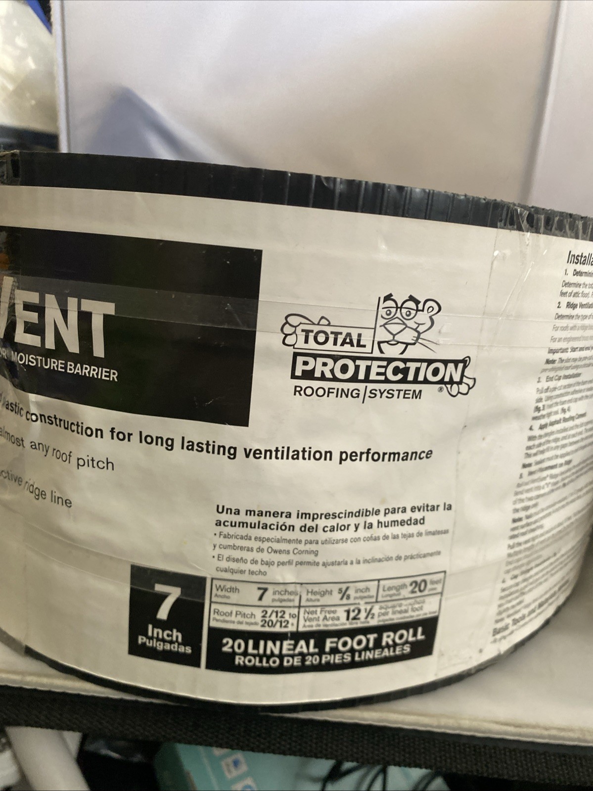 Owens Corning VentSure 7 in. x 20 ft. Ridge Vent Rigid Roll with Weather