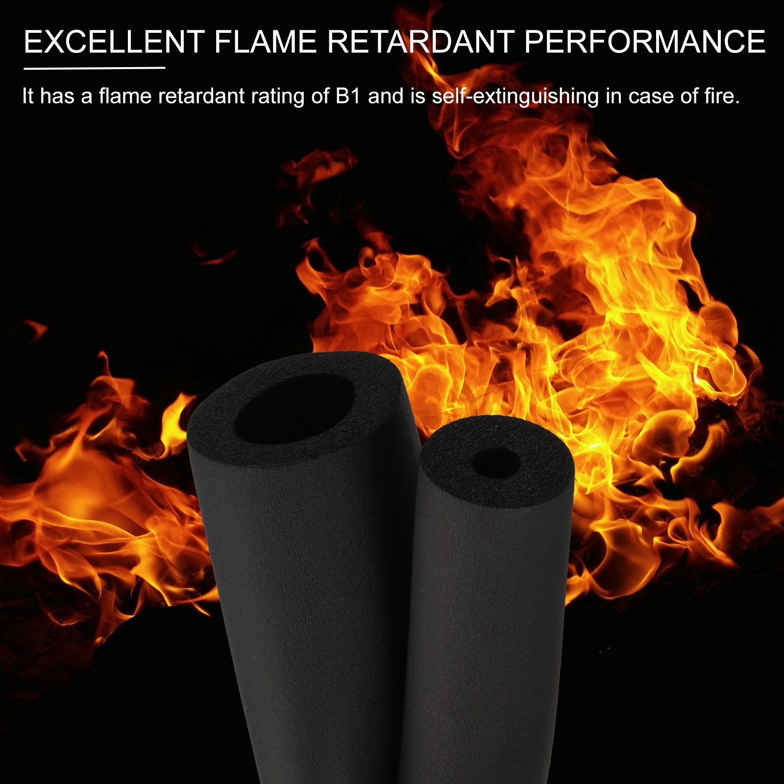 3-1/2″(89mm) ID x 6.6Ft Pipe Insulation Foam Tubes Black