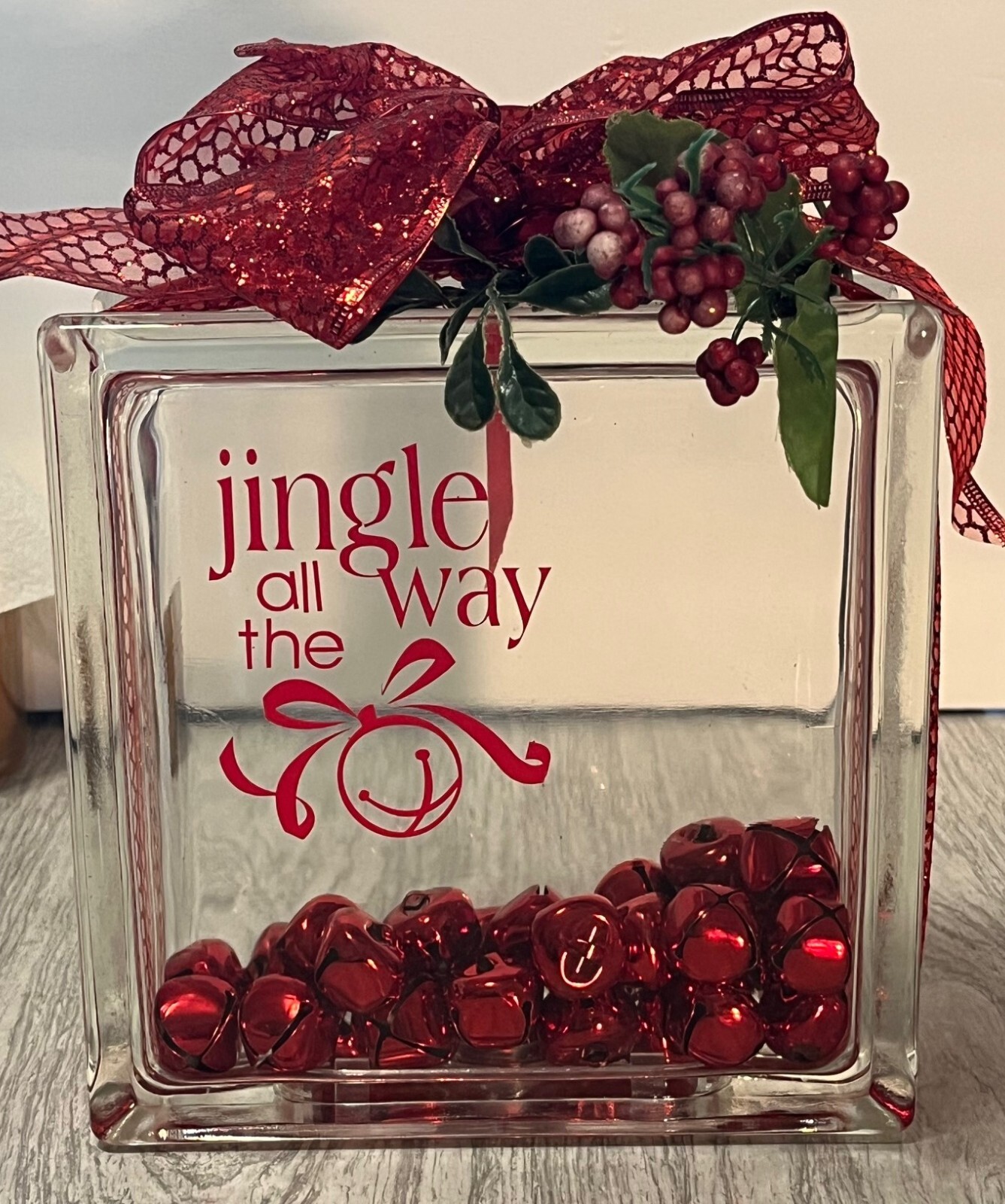 Christmas Clear Glass Block Architectural 7.75″ Square x 3″ Holiday Decoration