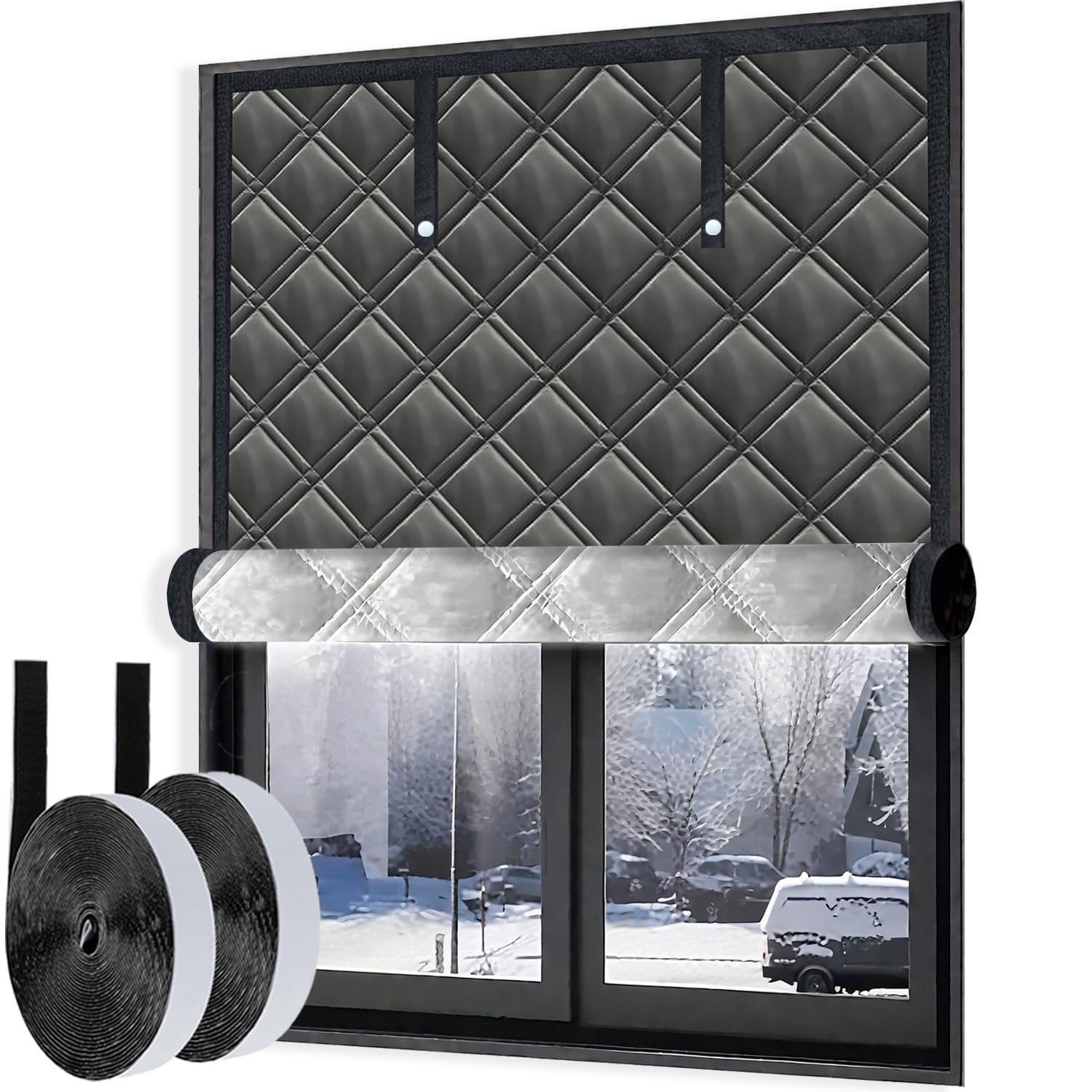 Window Draft Dlocker Insulation MAX 47″ x 63″ Cover Aluminum, Black