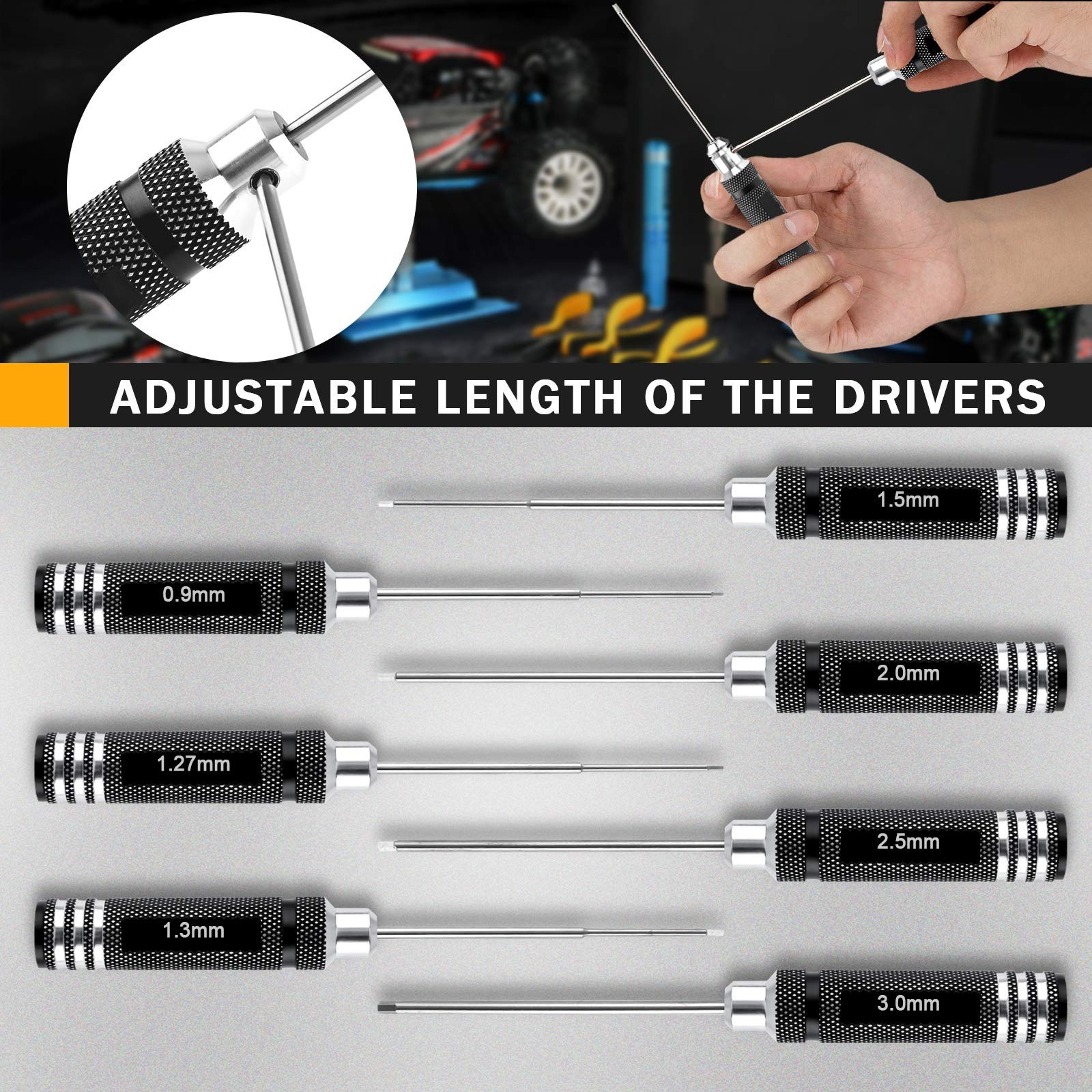RC Hex Driver Set – 7pcs Hex Allen Screwdriver Kit 0.9mm 1.27mm 1.3mm 1.5mm 2…