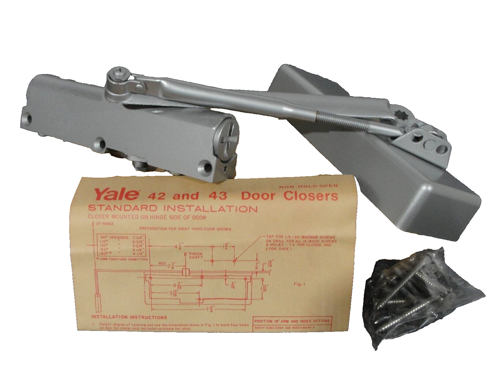 Yale 40 Series Door Closer Narrow Projection 43 Left Hand SB Scovill 149A
