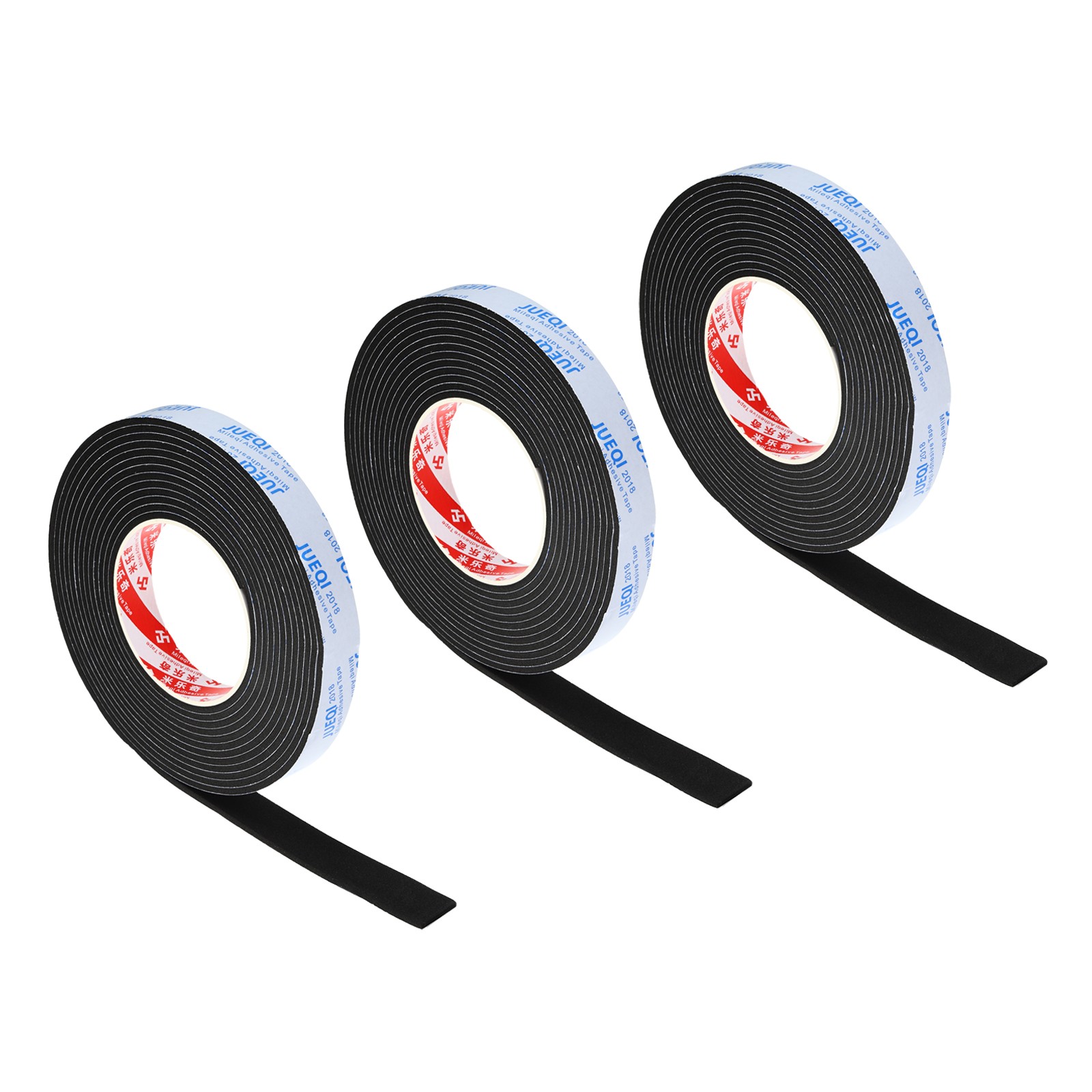 3Pcs 3/4″W x 1/8″T x 16.4Ft EVA Single Sided Foam Tape Black
