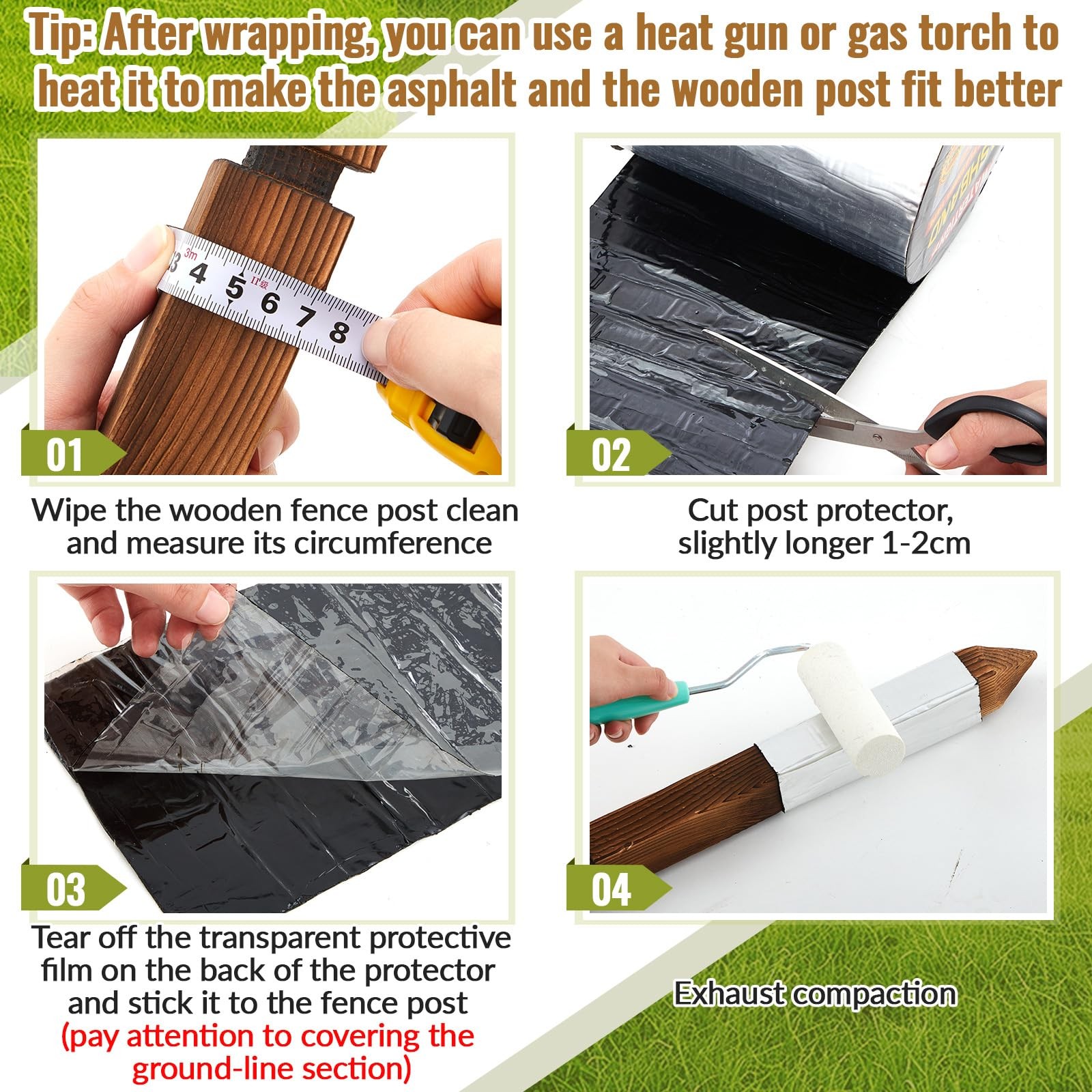 32.8 ft Post Protector Roll Can Be Cut into 22 Pcs 4×4 Sleeve or black