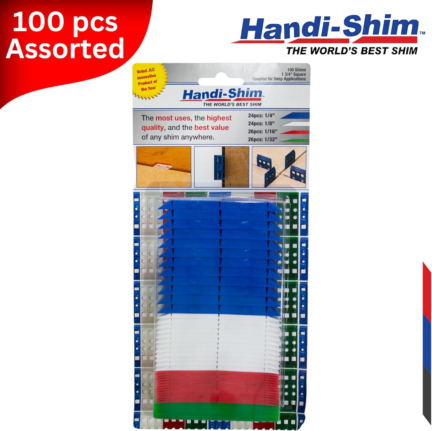 Plastic Construction Shims & Spacers Variety Pack – Assorted 4 Thicknesses (1/32