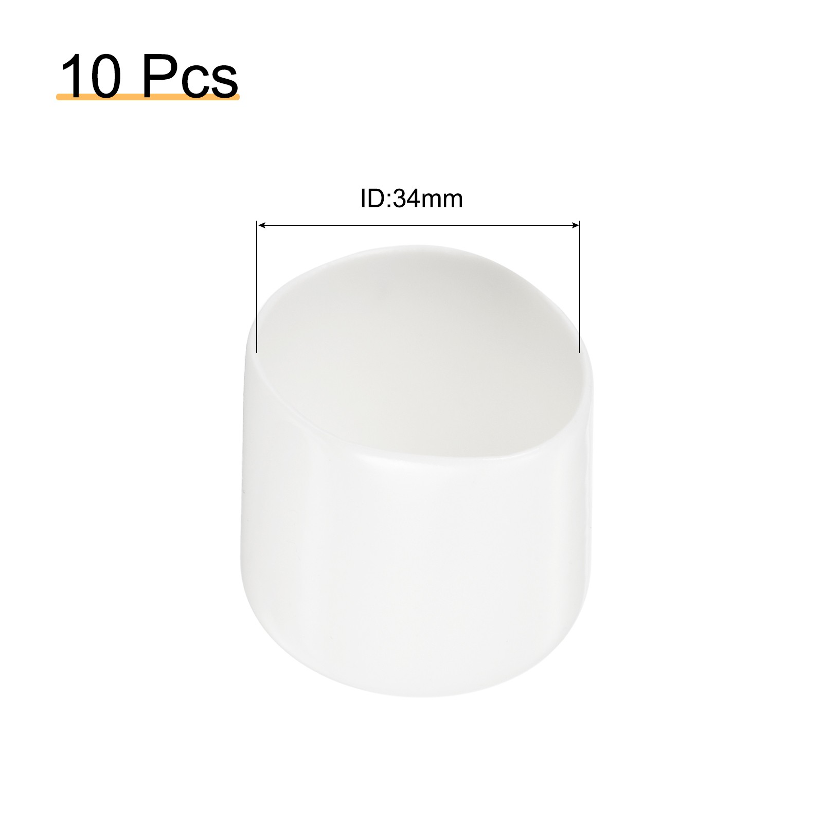 10Pcs White 34mm Rubber End Caps Round Vinyl Plug Insert Rubber Flexible