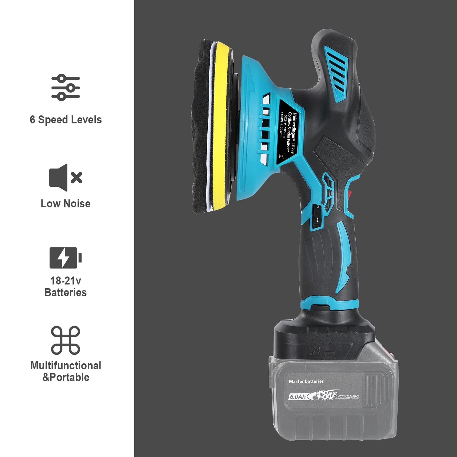 Cordless Car Polisher Kit Compatible with Makita 18V Battery 6 Inch Orbital B…