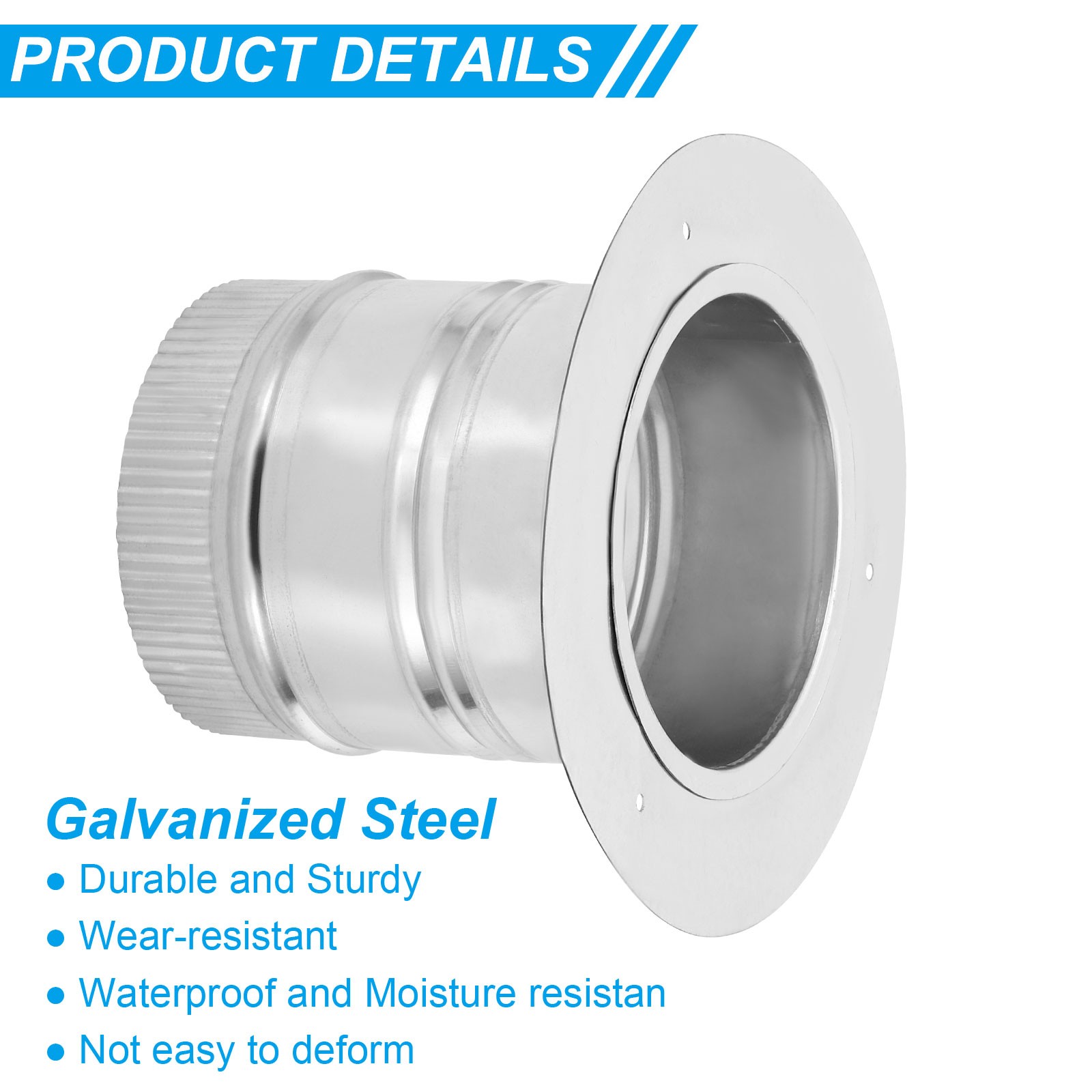 5″ Galvanized Steel Round Duct Collar Duct Connector Flange Pipe Collar