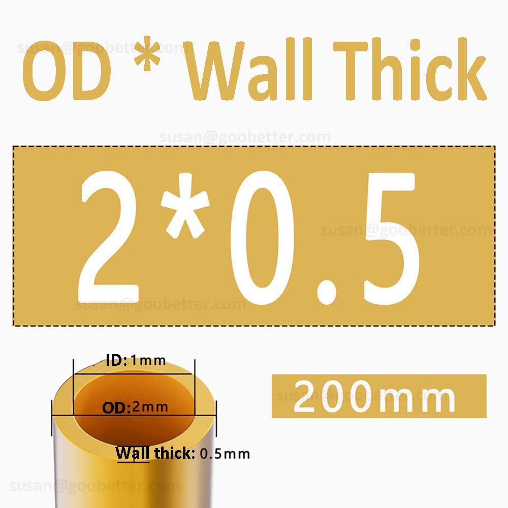 Brass Tube Round 2mm 3mm 4mm 5mm 6mm 7mm 8mm 10mm 12mm 14mm 15mm O.D. X 200mm