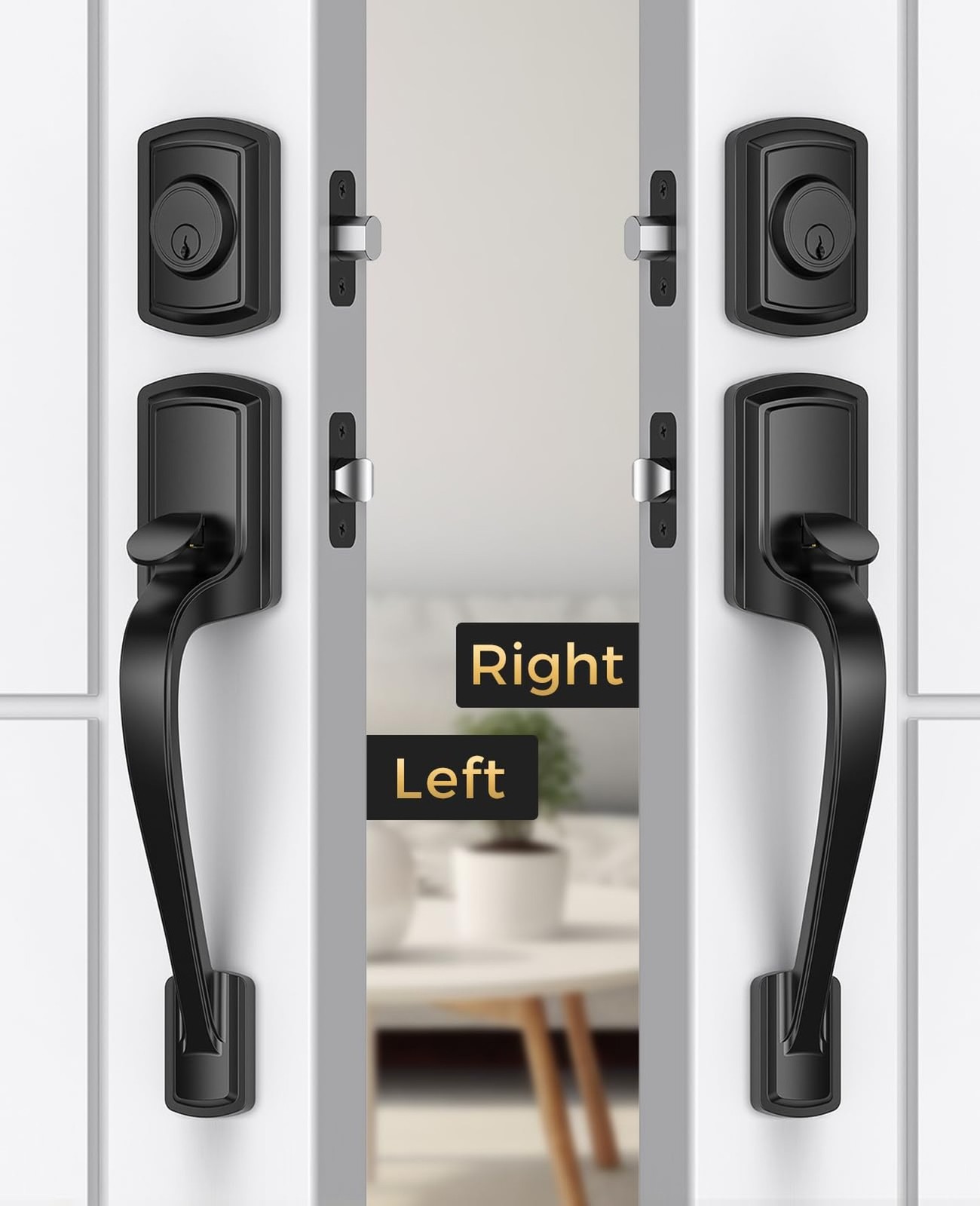 Front Door Handle and Deadbolt Set for Right & Left Handed, Front Door Lock S…