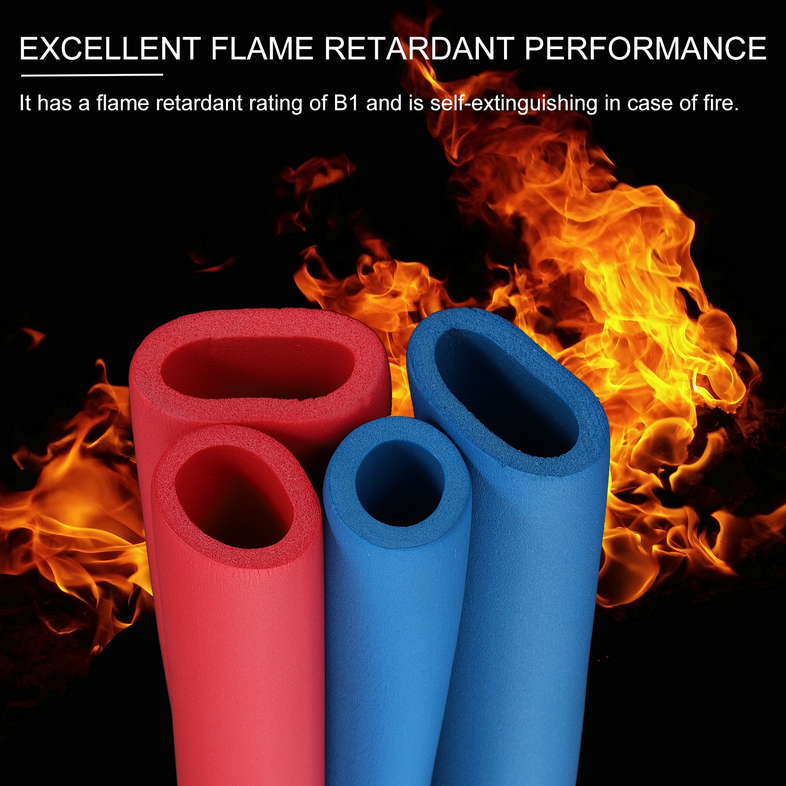 70.9″ Length 0.98″ ID Pipe Insulation PPR Foam Tubing 7mm Thick Red