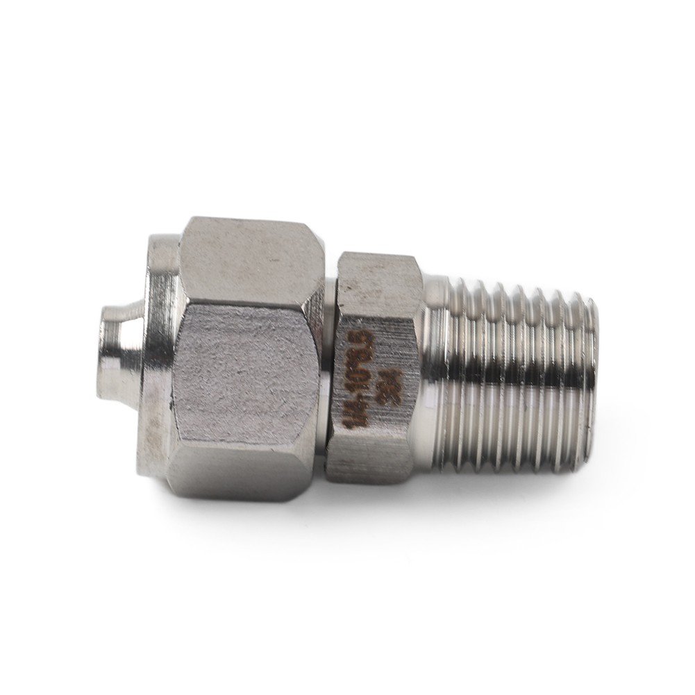 Compression Tube Fitting 1/4 PT Male Thread x 10mm OD Tube 304 Stainless Steel