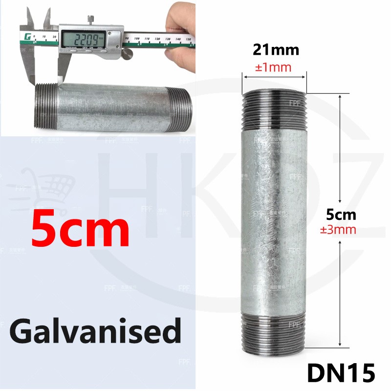 Galvanised Steel Pipe / Tube Threaded Both Ends 1/2″ to 4″ Length 5cm – 50cm