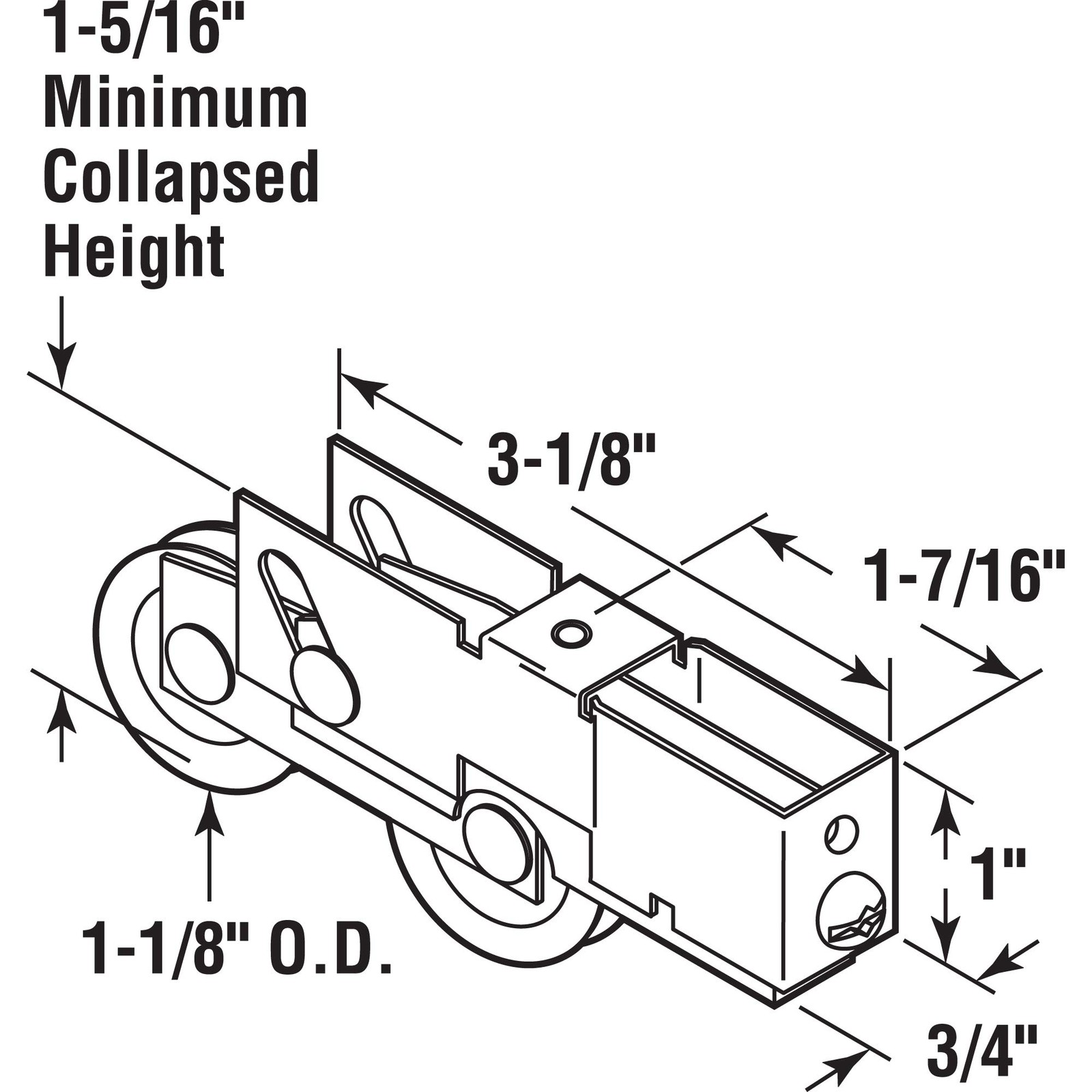 Prime-Line D 1791 Steel Sliding Door Roller, 1-1/8 in. Diameter 1-1/8″, Gold