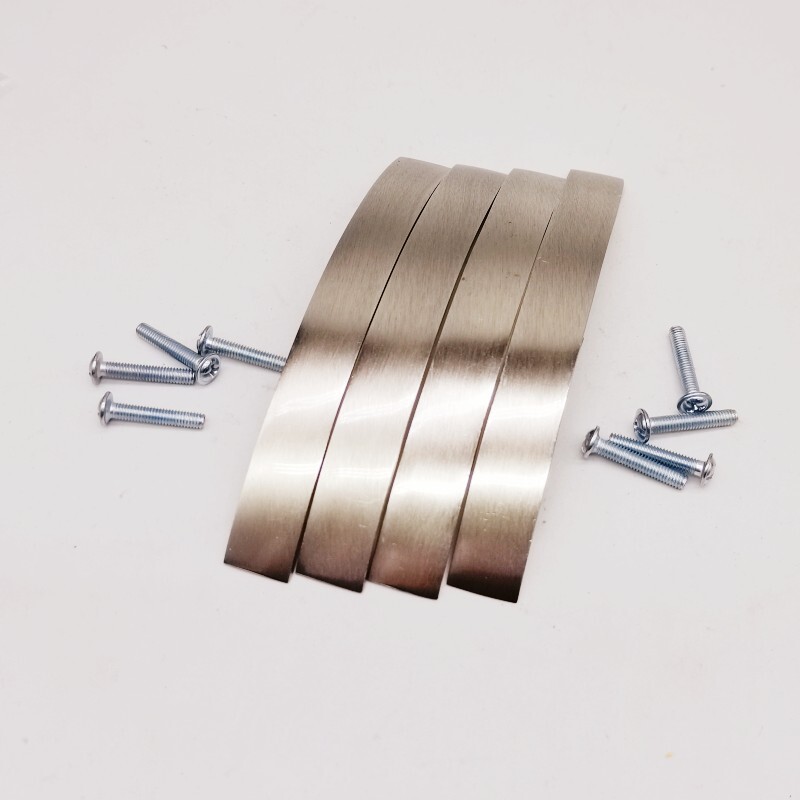 96mm Long Flat Bow Screw Mounted Polished Pull Handle 4Pcs for Furniture