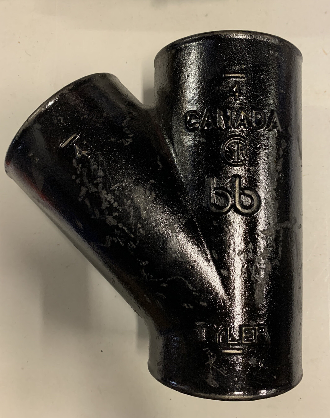 Tyler 4” x 4” Black Cast Iron No Hub Wye Pipe Fitting, 008262