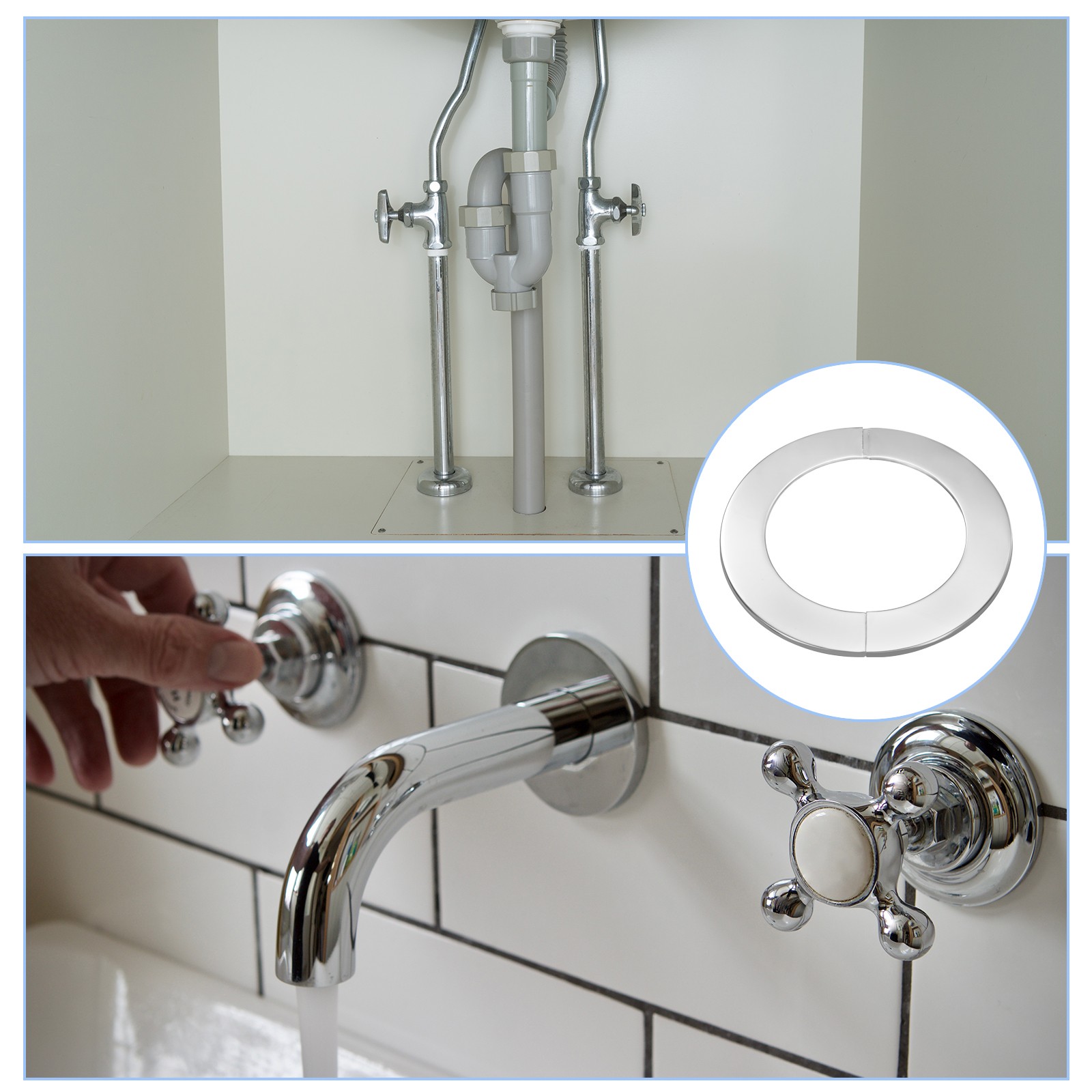 4pcs Wall Split Flange 3.98″ Stainless Steel Self Adhesive Wall Hole Cover,
