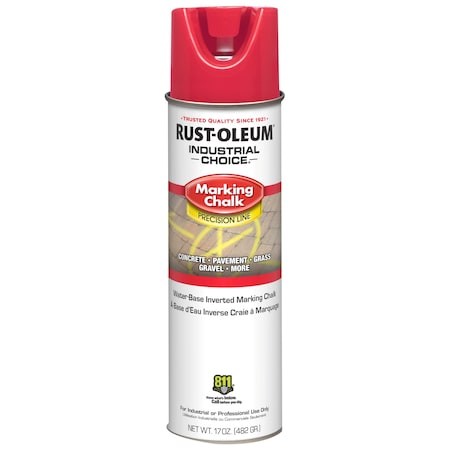 Rust-Oleum 205235 Inverted Marking Chalk, 17 Oz, Aerosol, Red, Water -Based