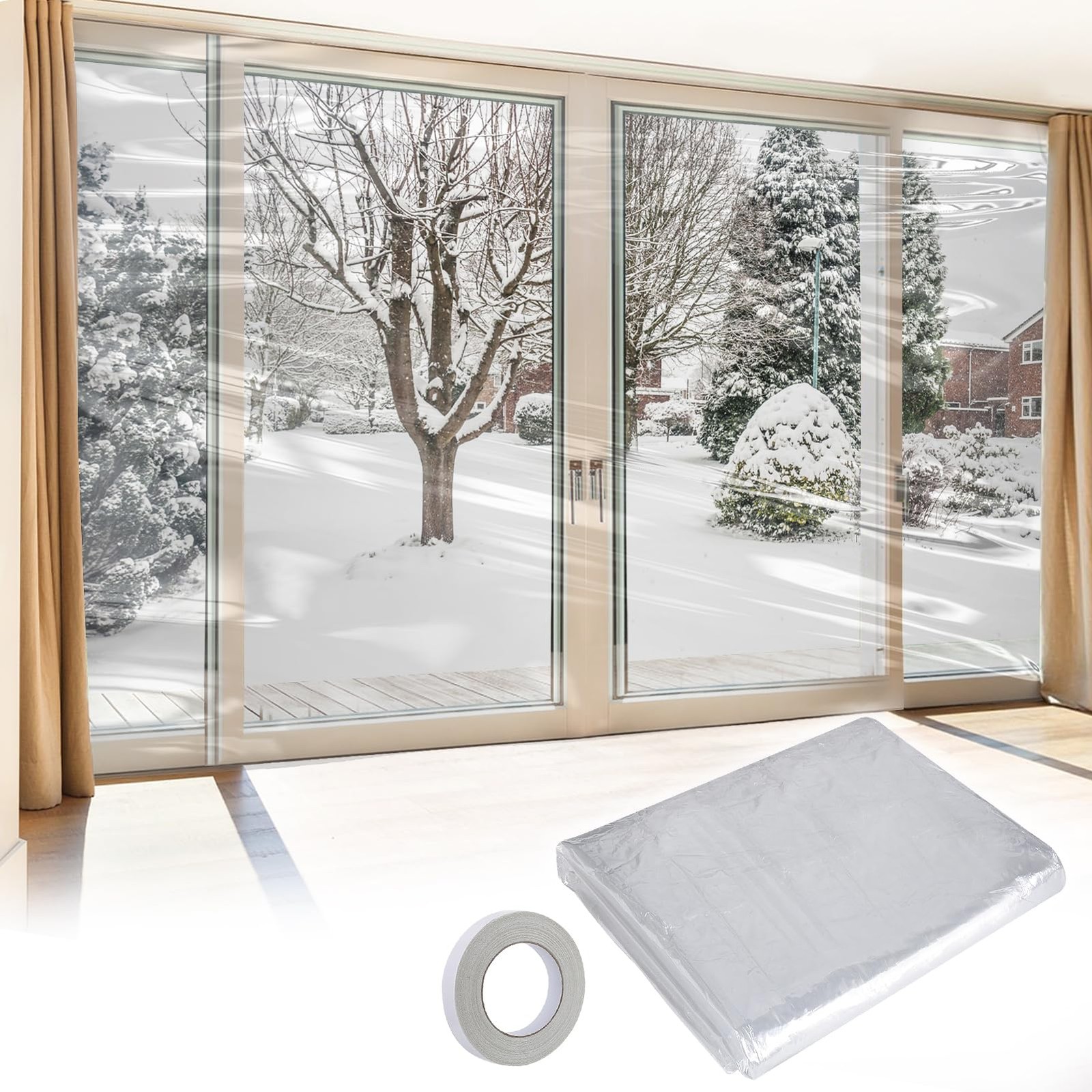 Apipi Patio Door Window 87” × 236”(for patio door/large window), Clear