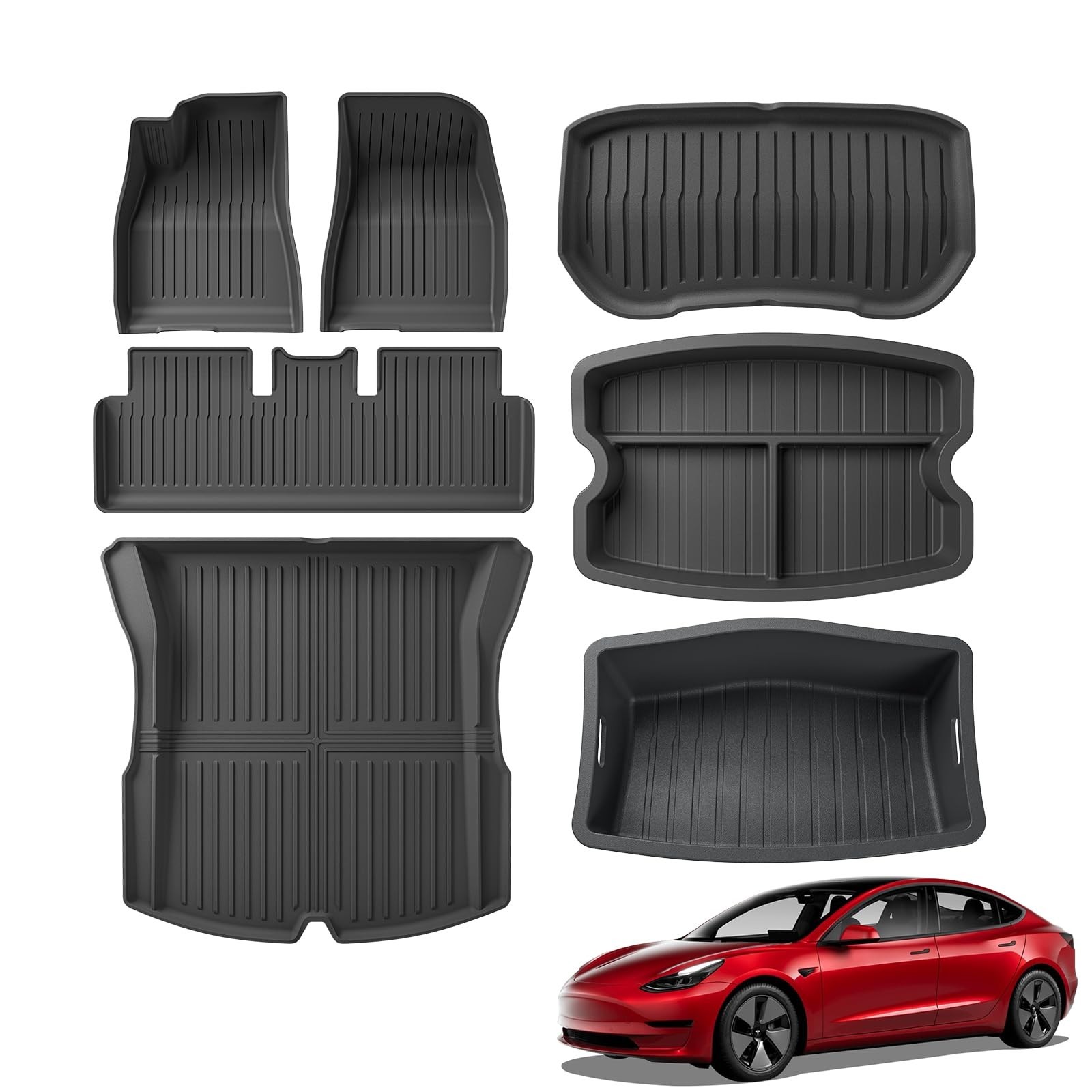7PCS Floor Mats for Tesla Model 3 Highland 2024 2025 2026 All Weather TPE Fro…